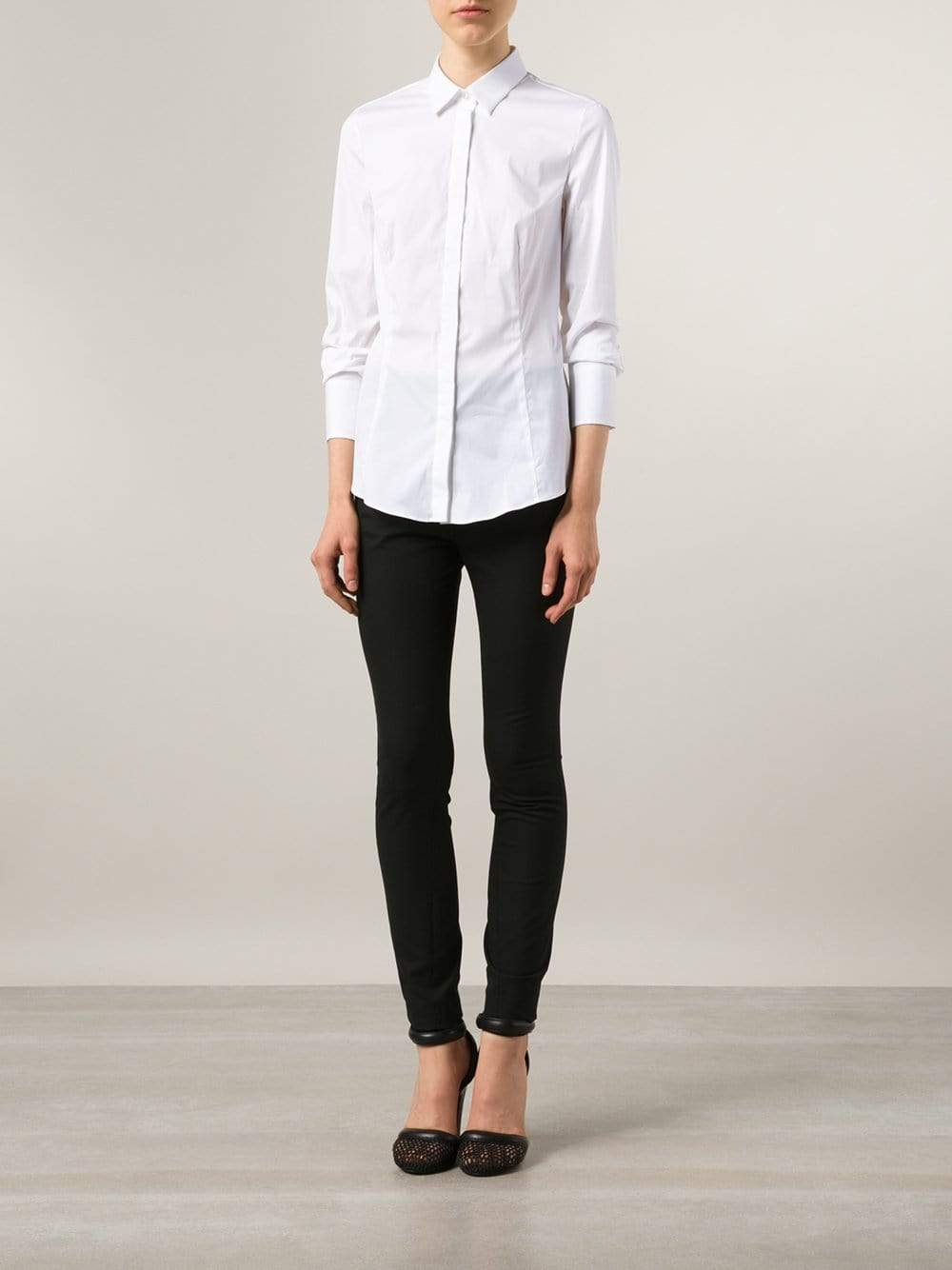BRUNELLO CUCINELLI-Monili Neck Classic Poplin Shirt-