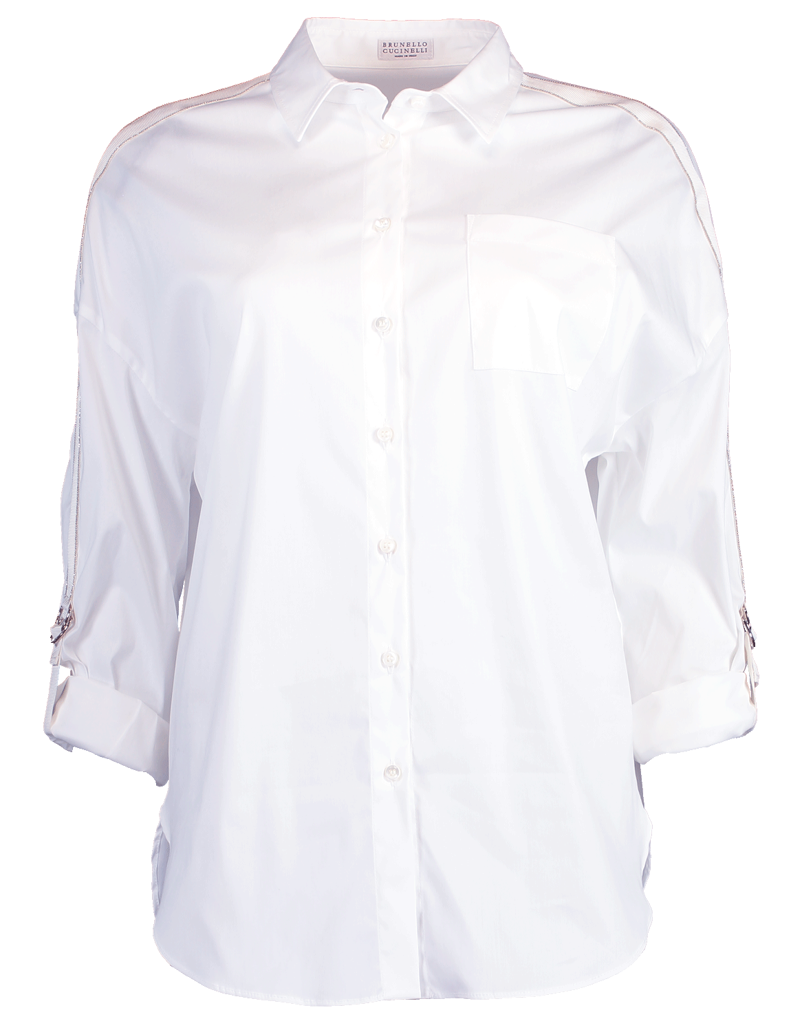 BRUNELLO CUCINELLI-Poplin Stretch Button Down-WHITE