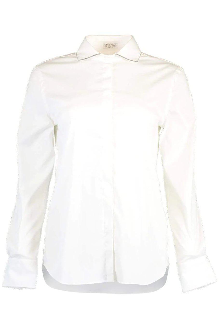 BRUNELLO CUCINELLI-Monili Collar Poplin Shirt-