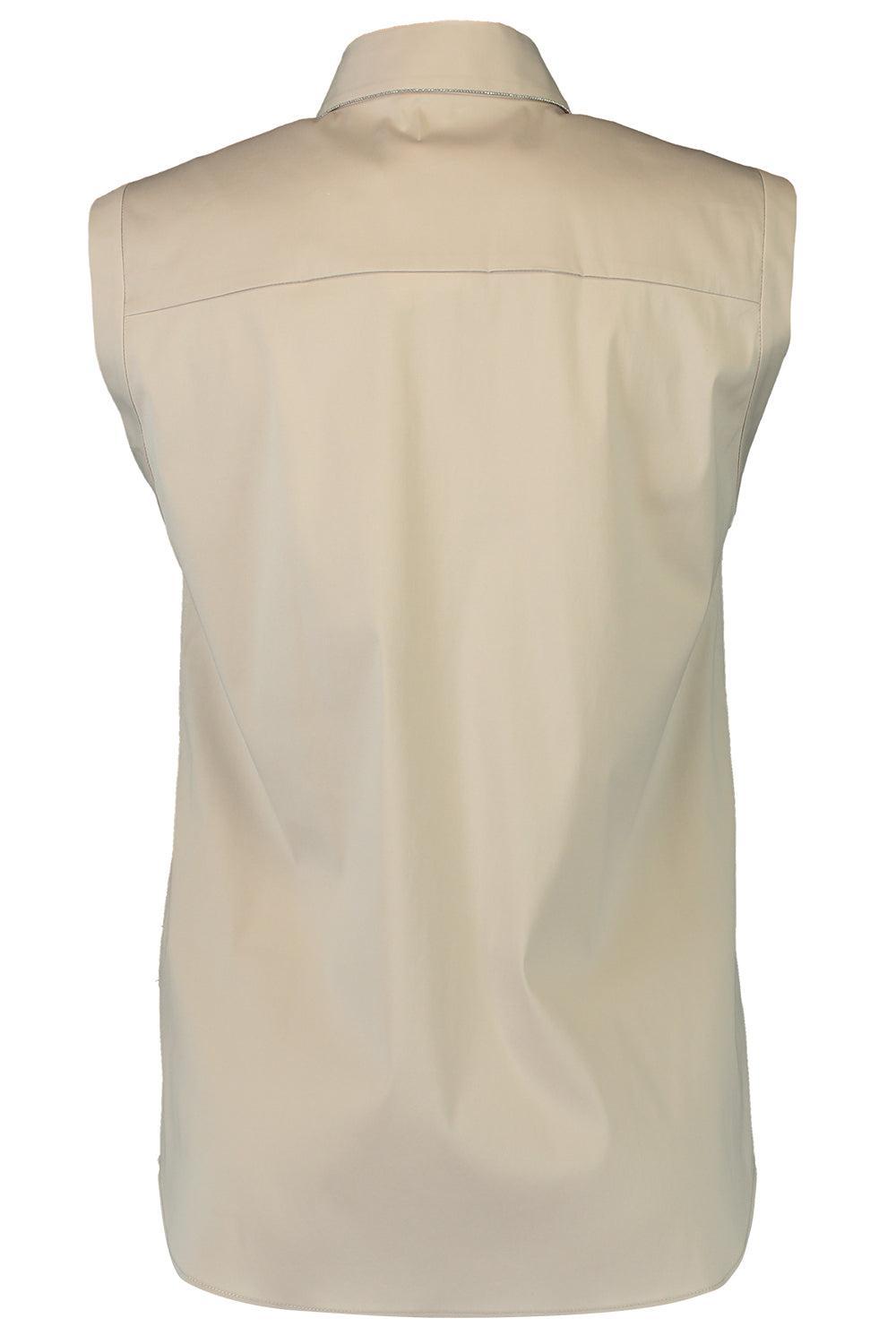 Monili Trim Sleeveless Top - Stoney Ground-WHITE-XS-CLOTHINGTOPBLOUSE-BRUNELLO CUCINELLI