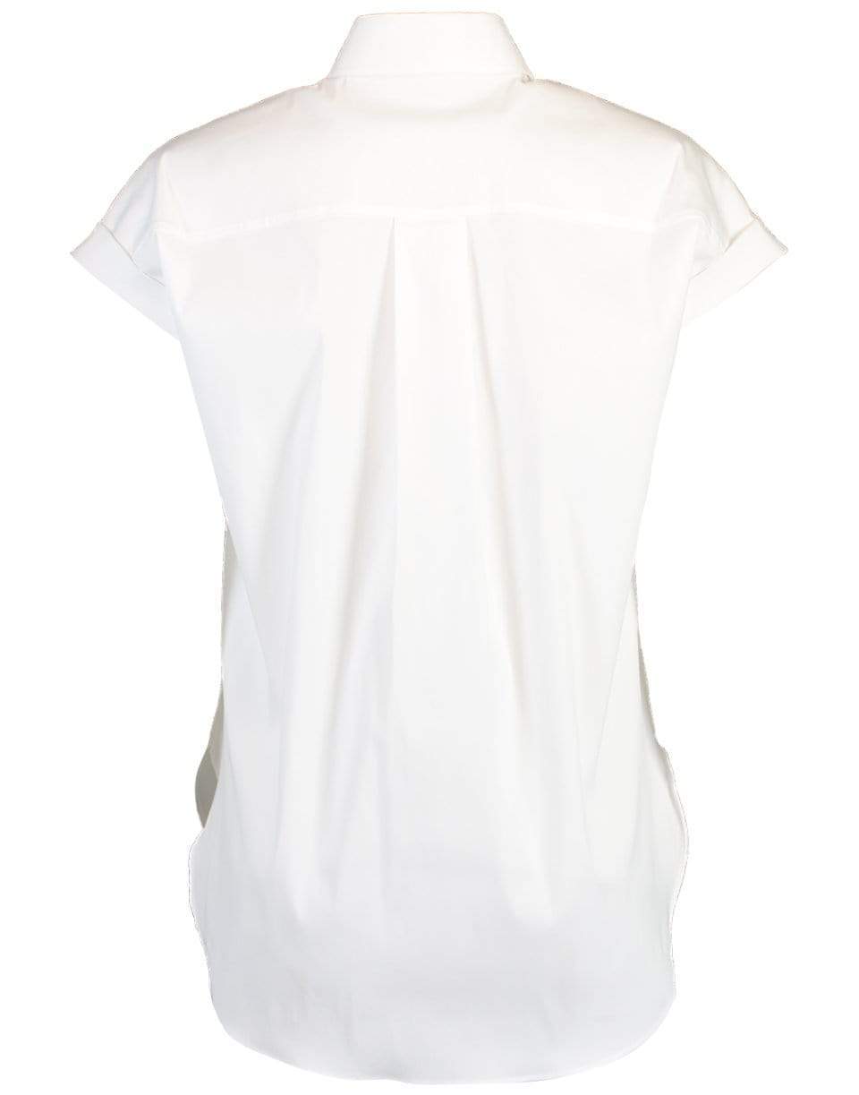 BRUNELLO CUCINELLI-Short Sleeve Monili Pocket Poplin Top-