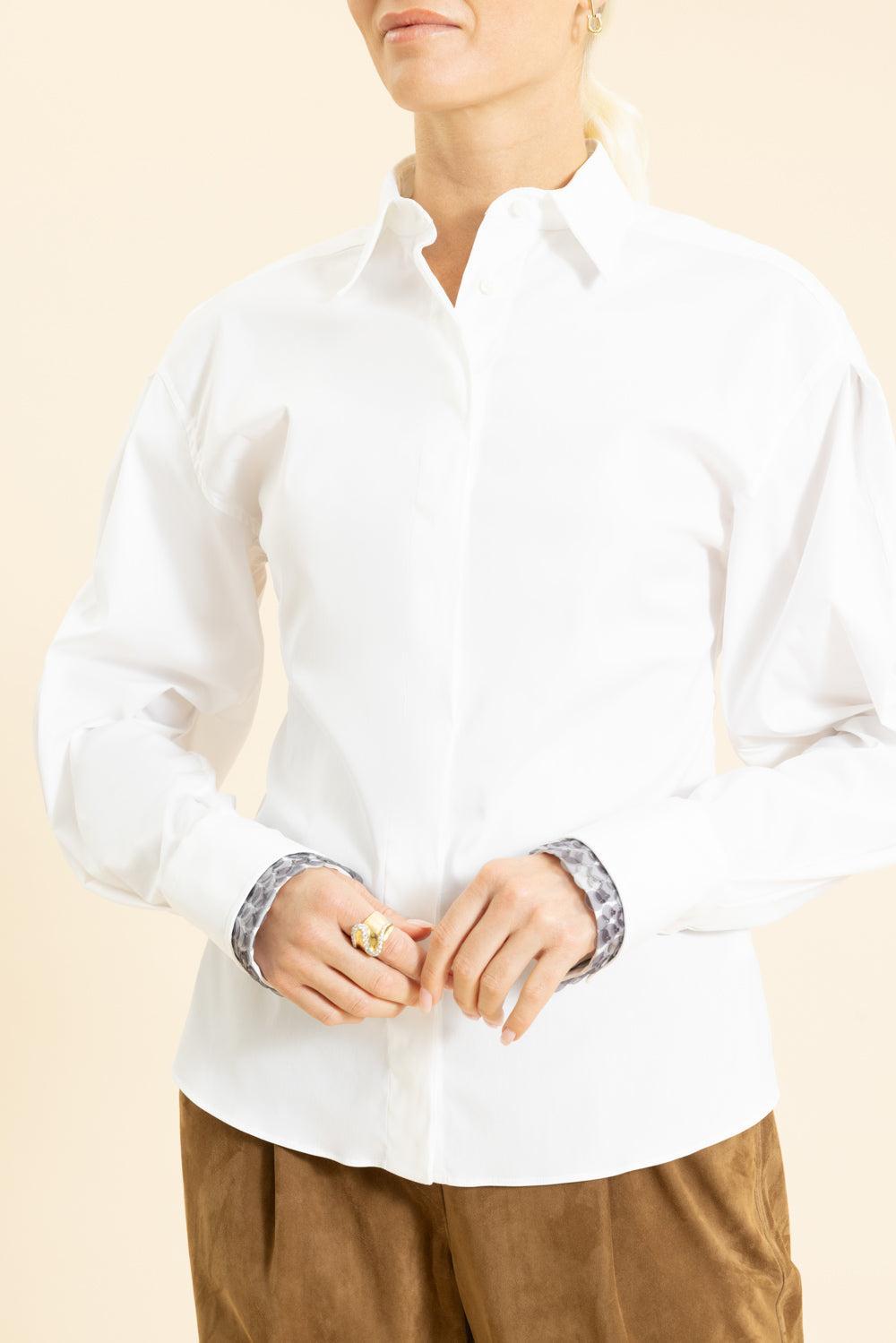 Stretch Sequin Trim Blouse-WHITE-XS-CLOTHINGTOPBLOUSE-BRUNELLO CUCINELLI