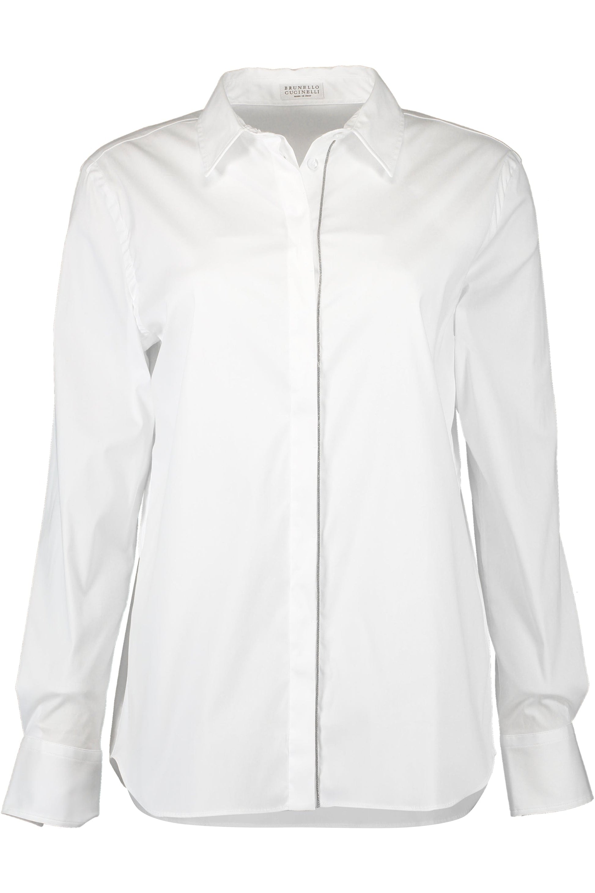 BRUNELLO CUCINELLI-Long Sleeve Stretch Poplin Blouse-