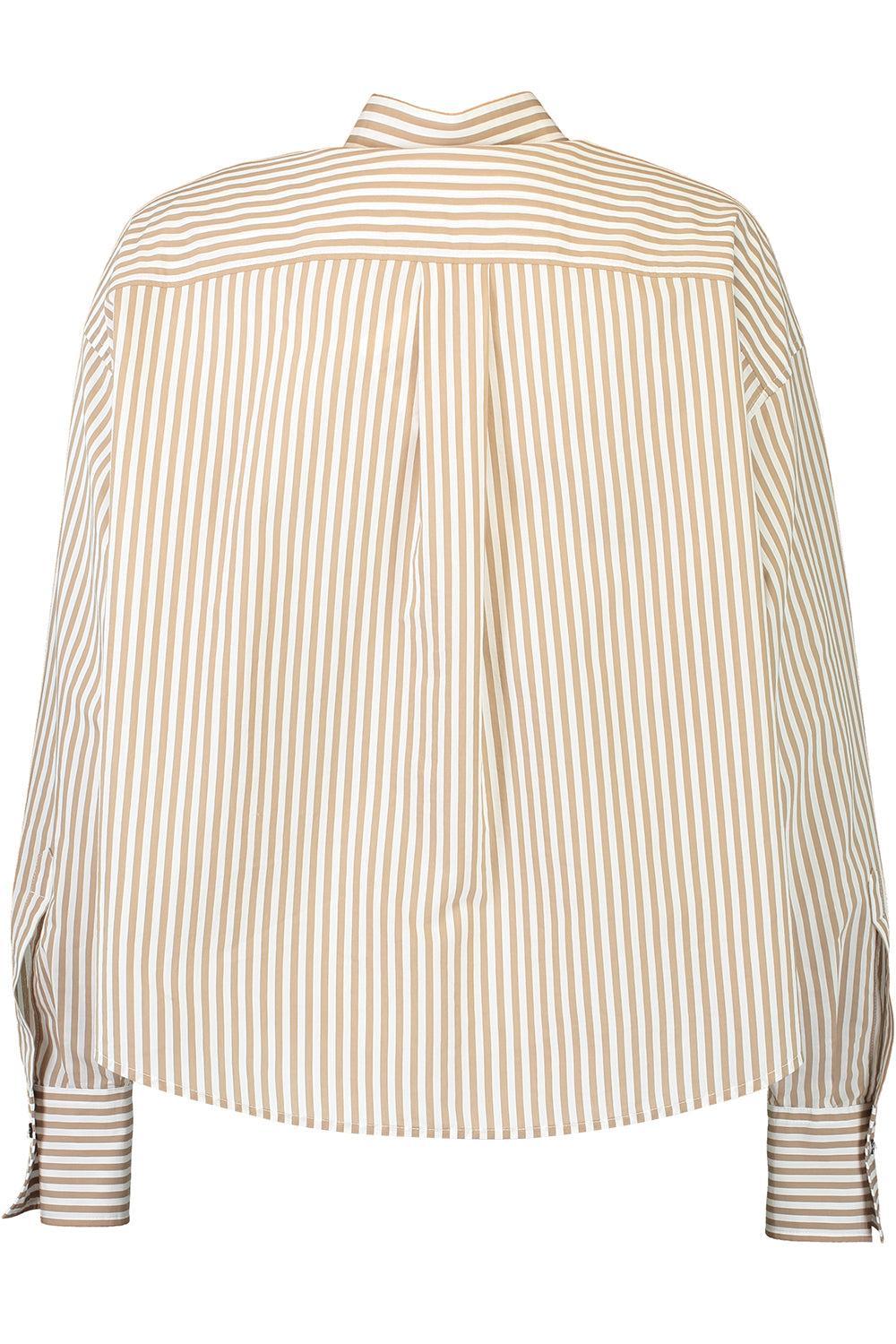 Techno Stripe Flap Detail Blouse-WHT/BGE-XS-CLOTHINGTOPBLOUSE-BRUNELLO CUCINELLI