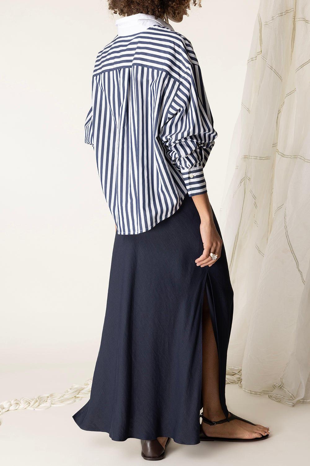 Striped Logo Shirt - White Blue-WHT/BLUE-XS-CLOTHINGTOPBLOUSE-BRUNELLO CUCINELLI