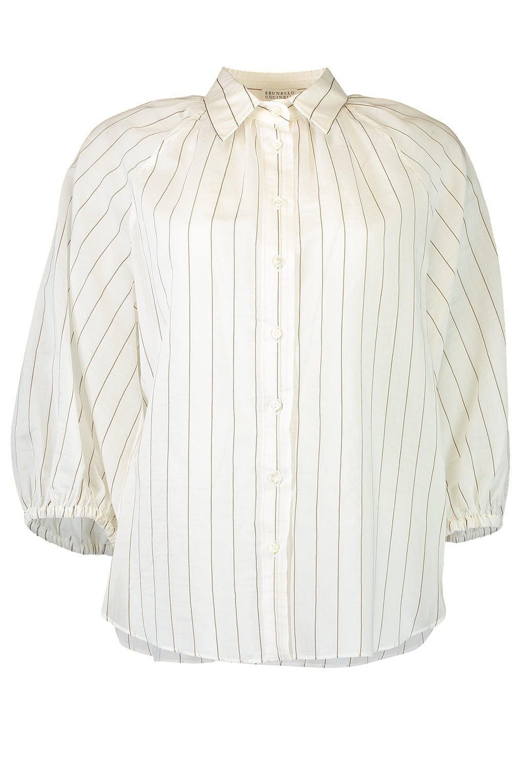 BRUNELLO CUCINELLI-Stripe Cotton Shirt-