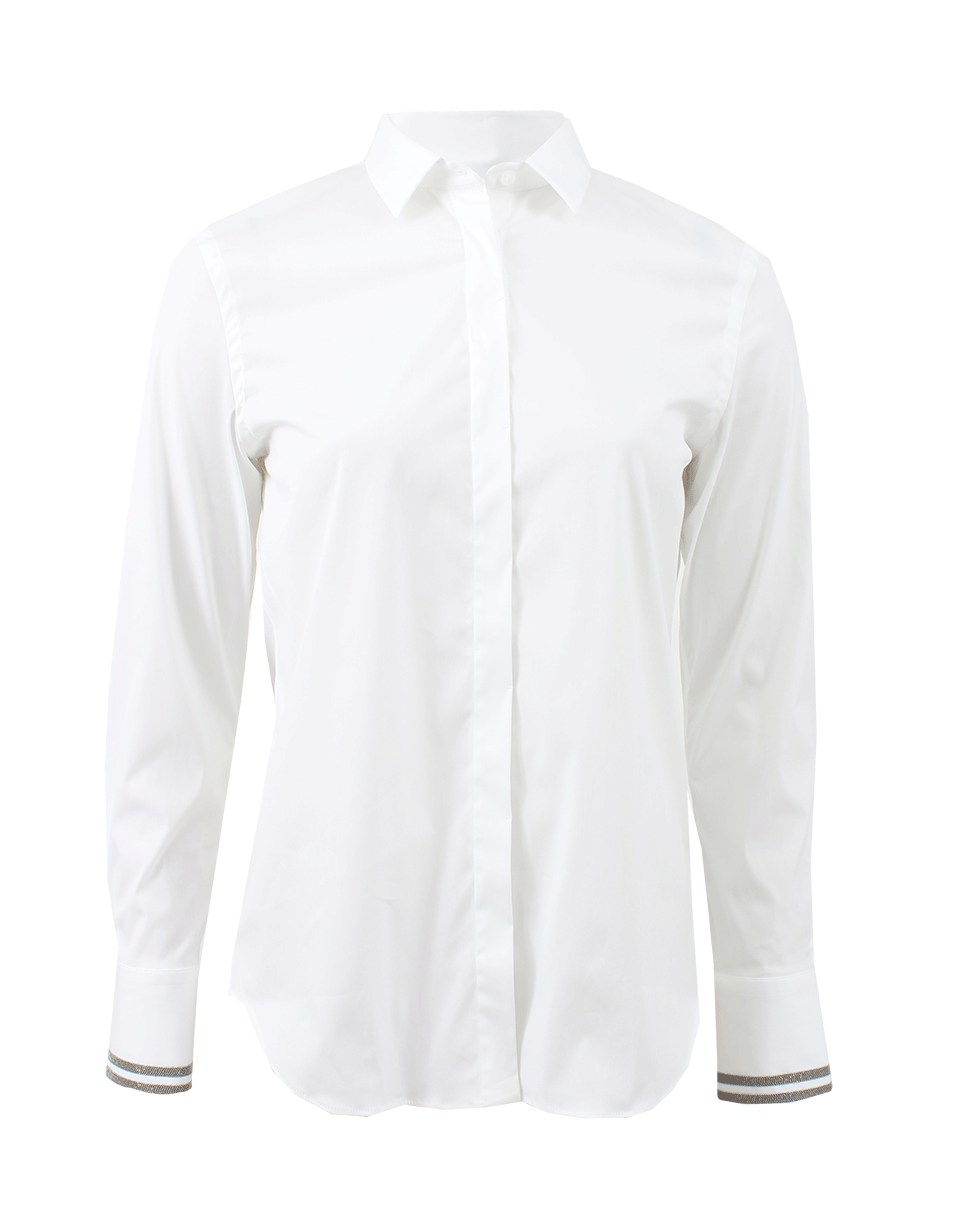 BRUNELLO CUCINELLI-Cotton Poplin Monili Cuff Blouse-