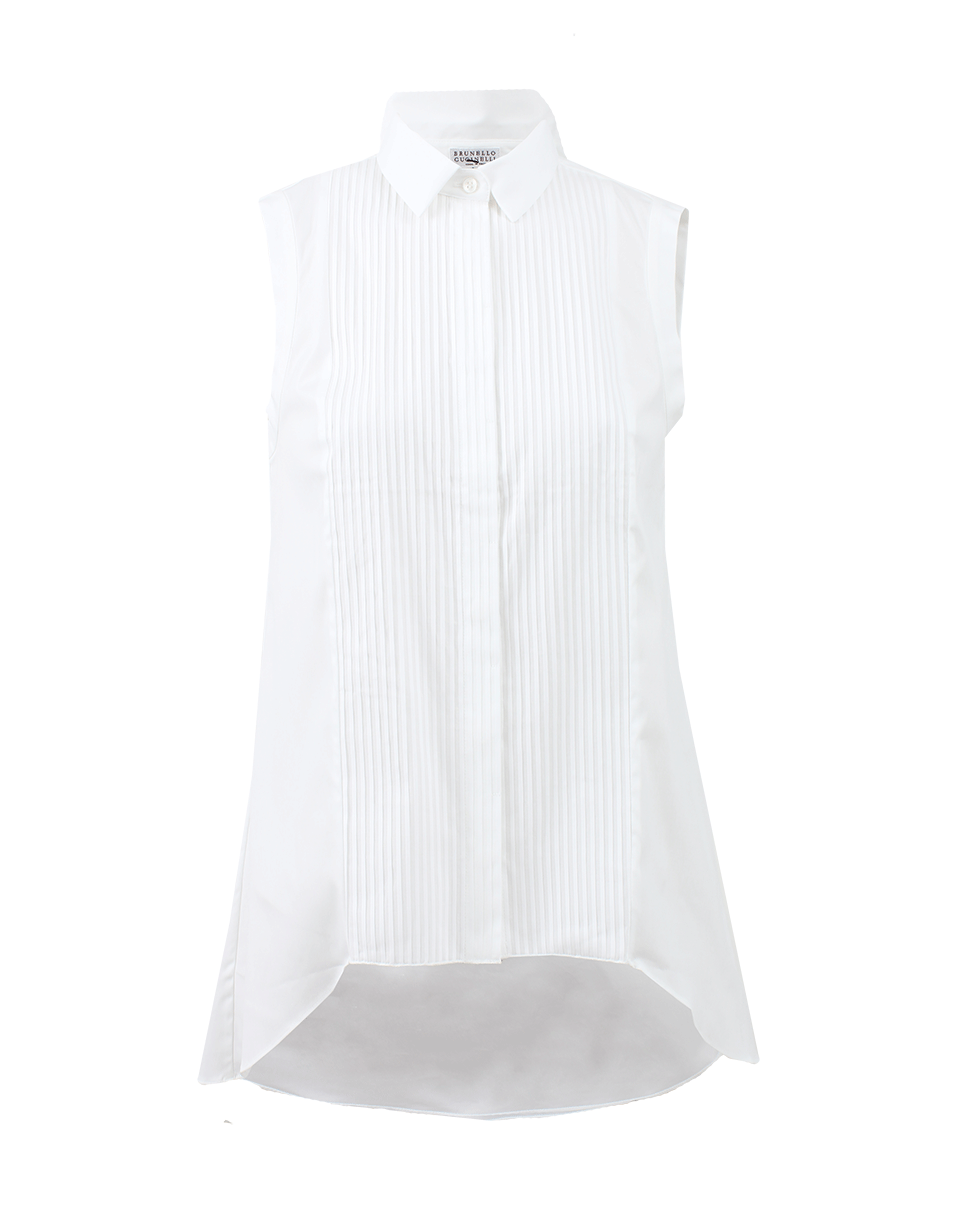BRUNELLO CUCINELLI-Pleat Placket Trapeze Blouse-