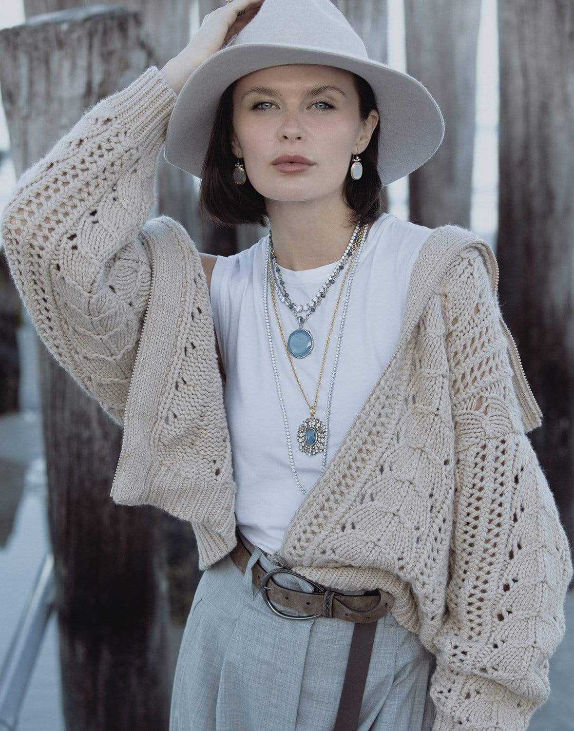 BRUNELLO CUCINELLI-Braided Pailette Zip Cardigan-