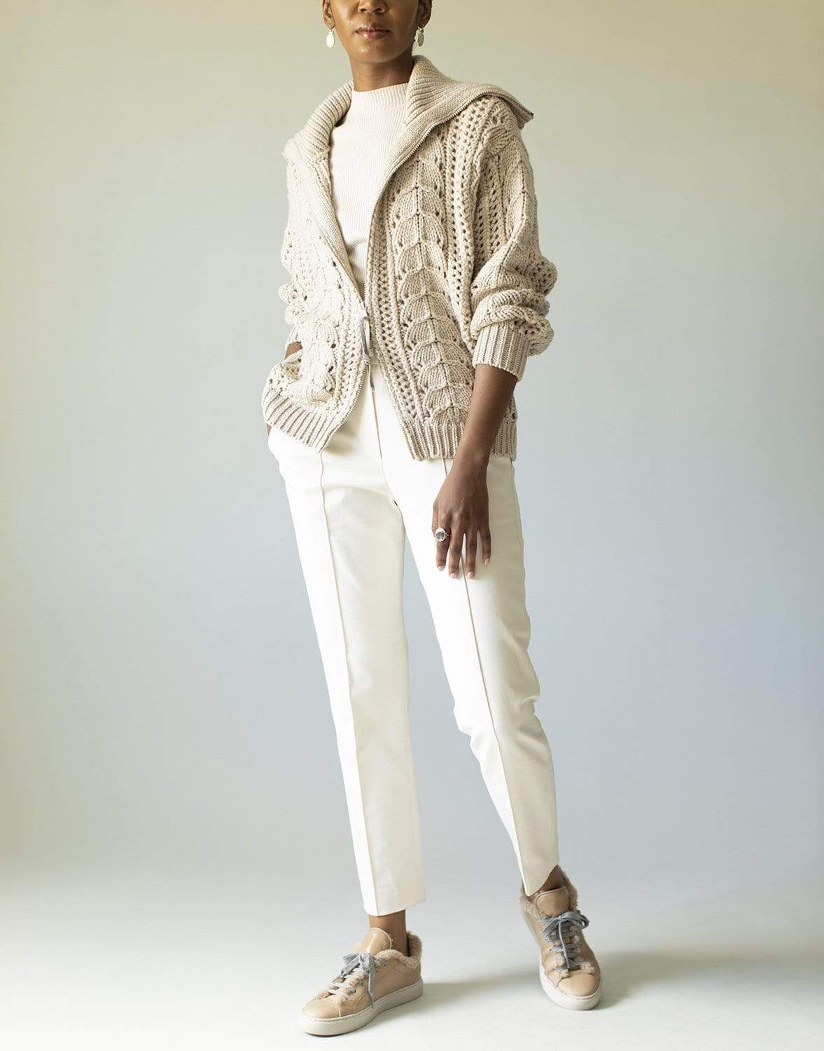 BRUNELLO CUCINELLI-Braided Pailette Zip Cardigan-