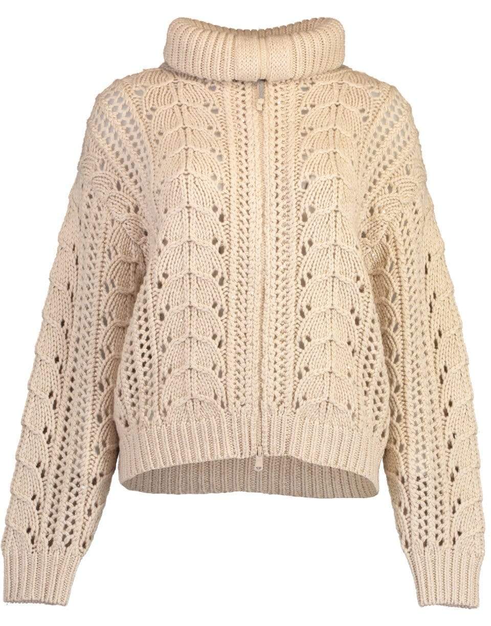 BRUNELLO CUCINELLI-Braided Pailette Zip Cardigan-