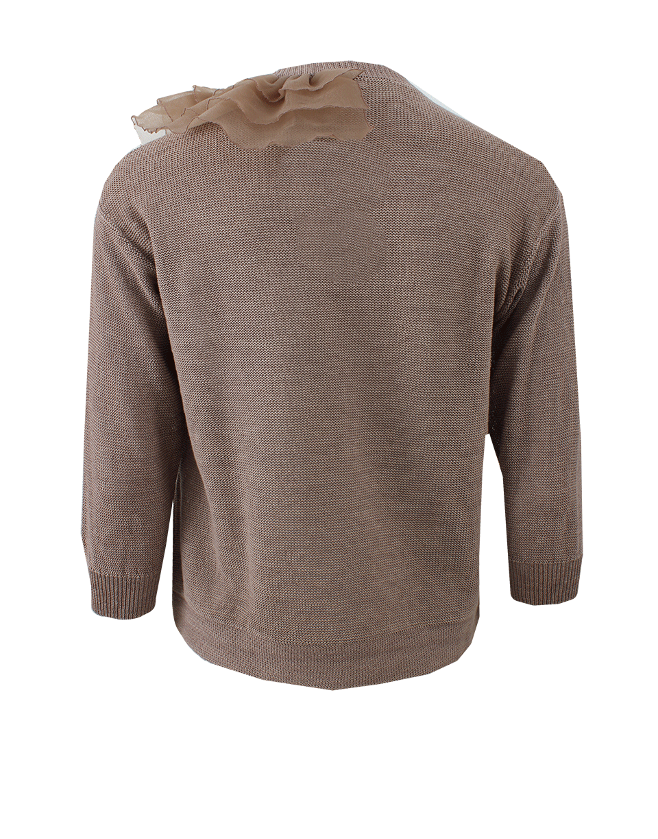 BRUNELLO CUCINELLI-Ruffle Shoulder Zip Cardigan-
