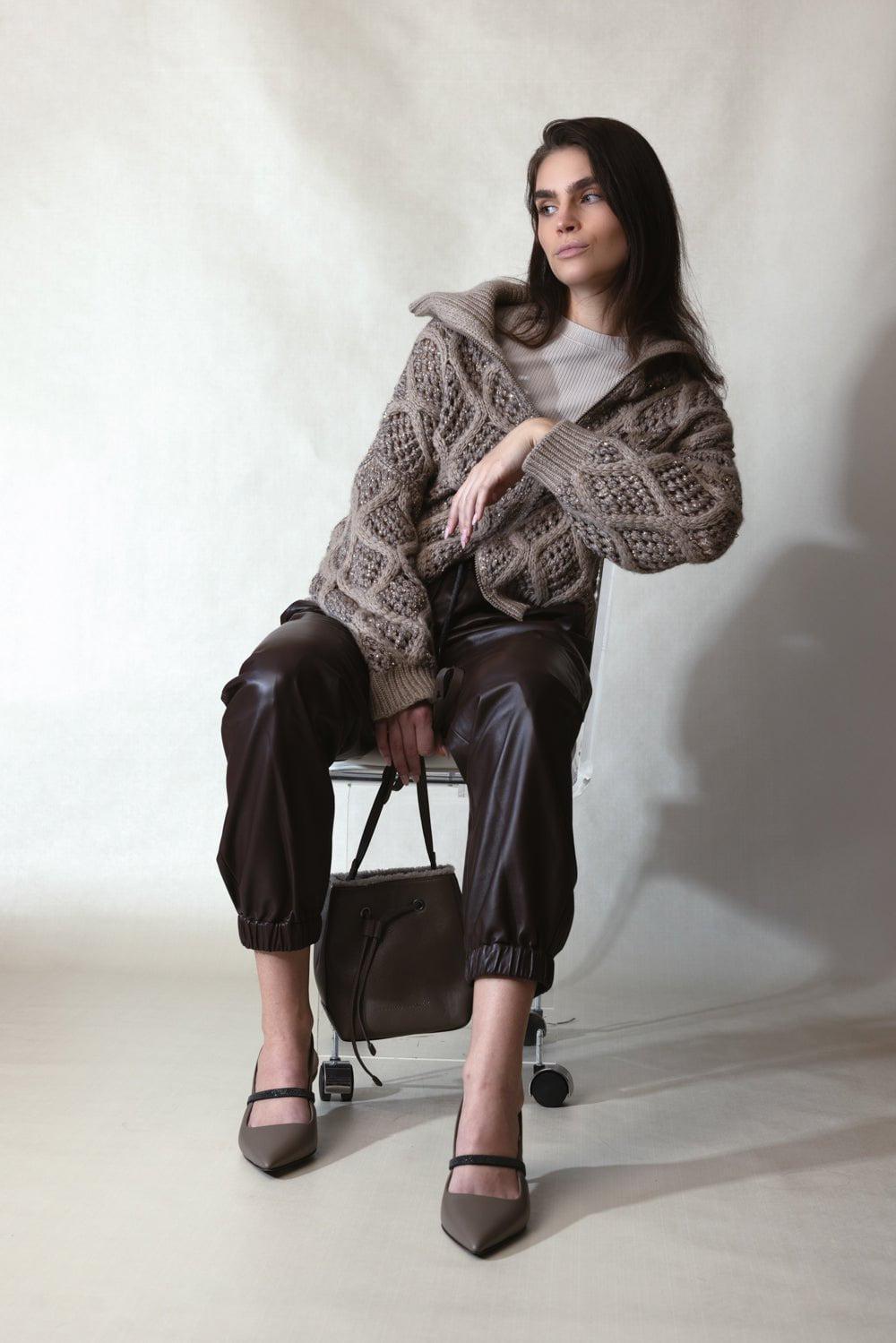BRUNELLO CUCINELLI-Dazzling Net Cable Cardigan-