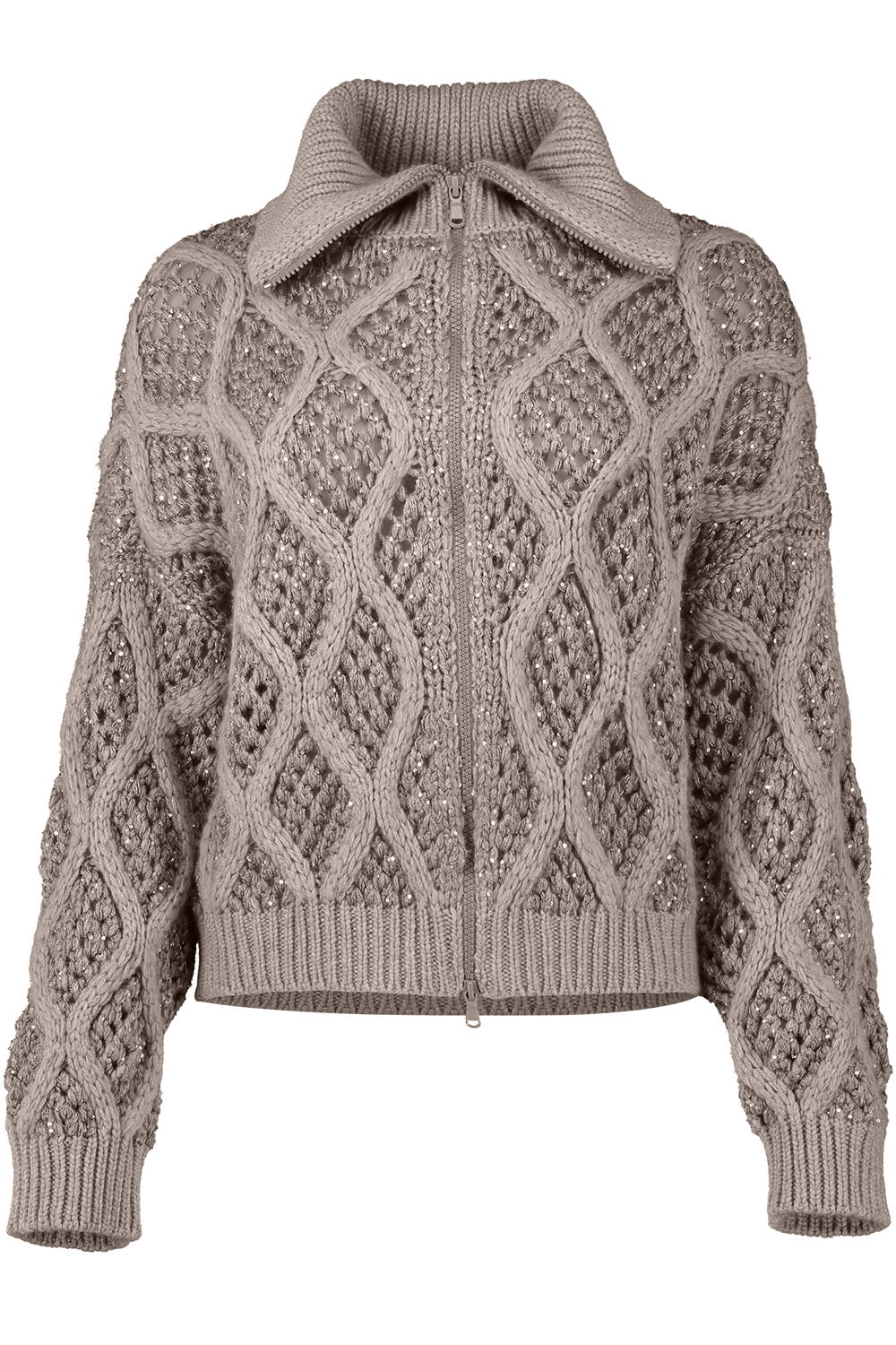 BRUNELLO CUCINELLI-Dazzling Net Cable Cardigan-