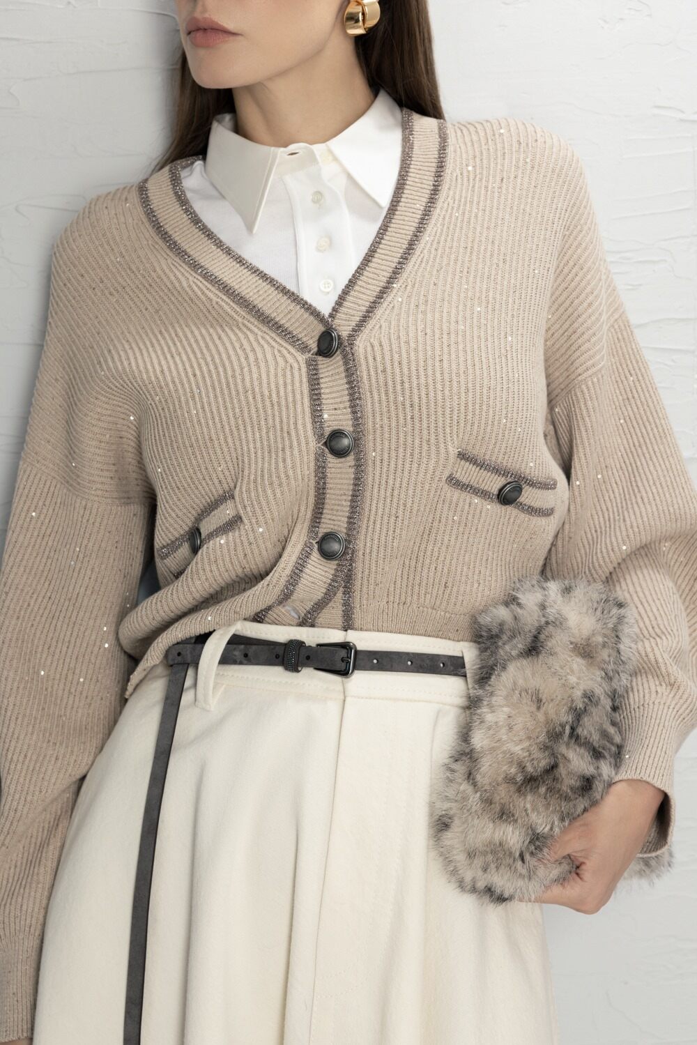 Pipe Cardigan-BROWN-XS-CLOTHINGTOPCARDIGAN-BRUNELLO CUCINELLI