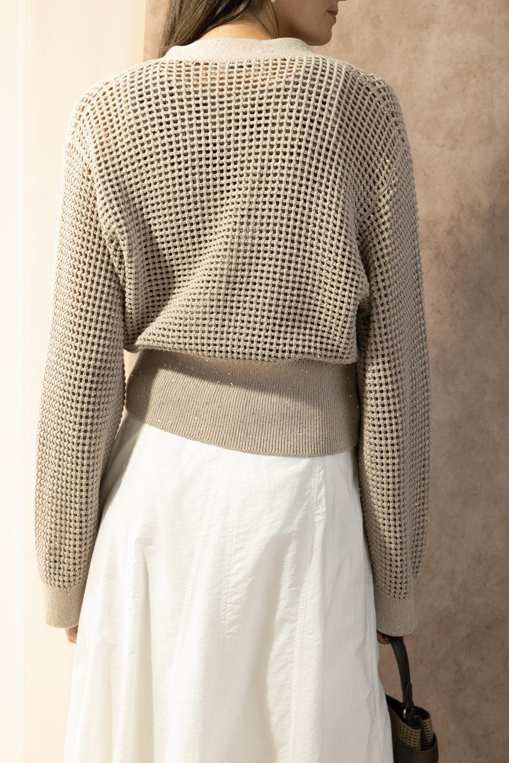 Summer Net Cardigan-BROWN-XS-CLOTHINGTOPCARDIGAN-BRUNELLO CUCINELLI