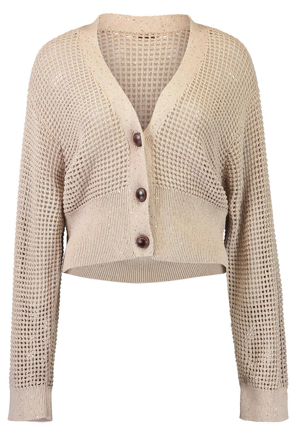 Summer Net Cardigan-BROWN-XS-CLOTHINGTOPCARDIGAN-BRUNELLO CUCINELLI