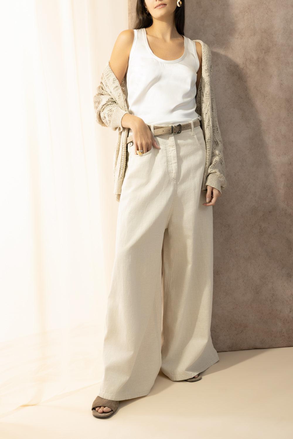 Water Leaves Embroidered Cardigan-BROWN-XS-CLOTHINGTOPCARDIGAN-BRUNELLO CUCINELLI