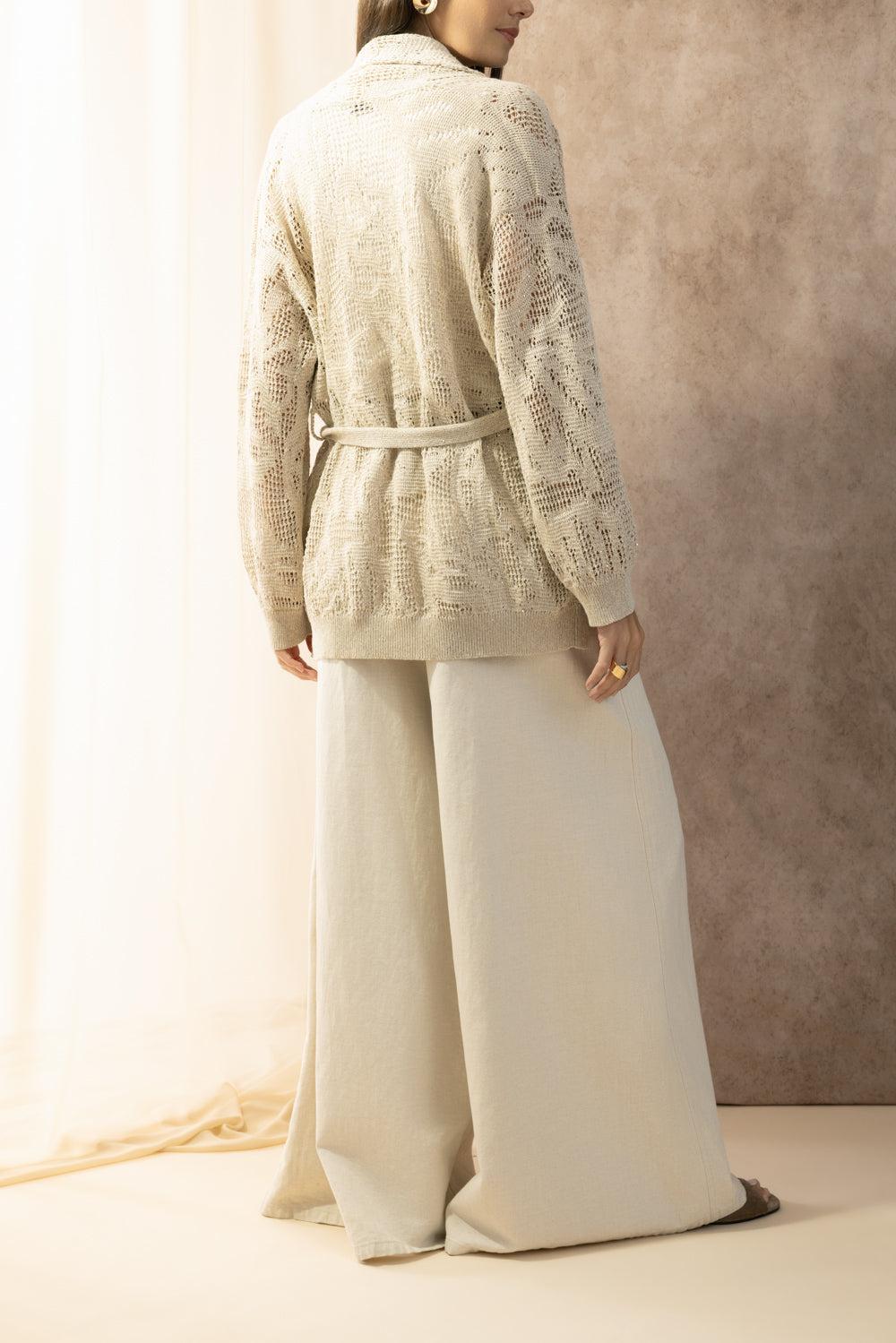 Water Leaves Embroidered Cardigan-BROWN-XS-CLOTHINGTOPCARDIGAN-BRUNELLO CUCINELLI