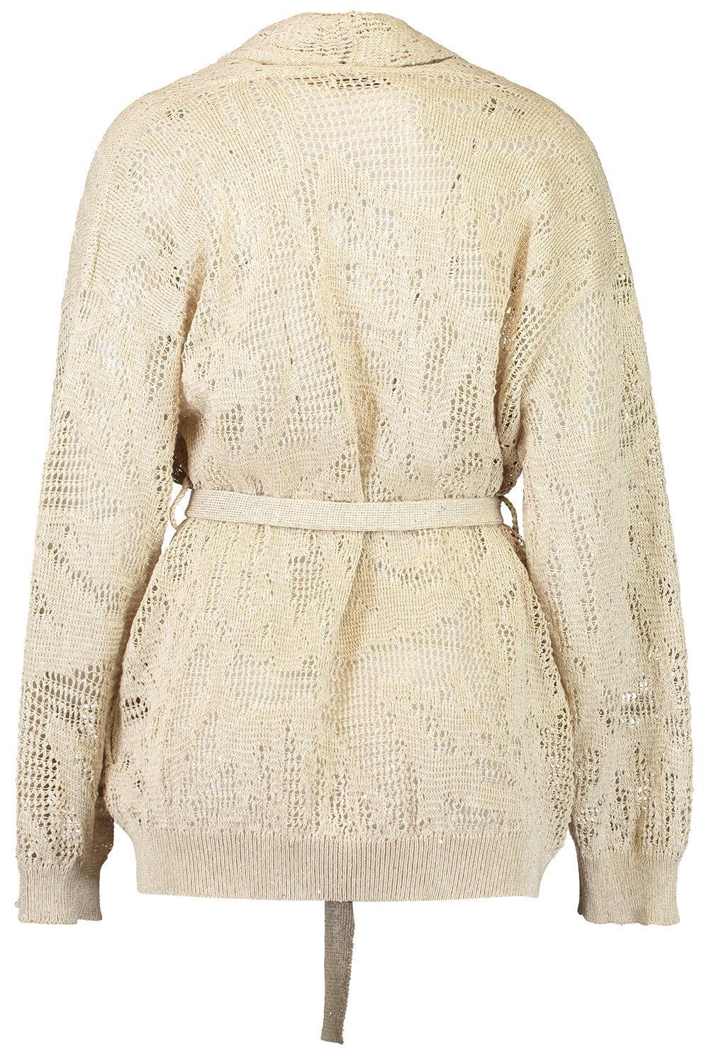 Water Leaves Embroidered Cardigan-BROWN-XS-CLOTHINGTOPCARDIGAN-BRUNELLO CUCINELLI