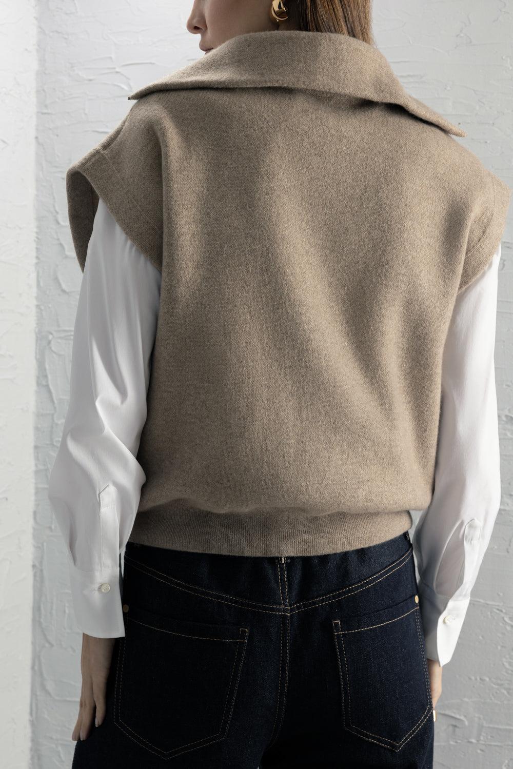 Zip Front Cardigan Vest-BROWN-XS-CLOTHINGTOPCARDIGAN-BRUNELLO CUCINELLI