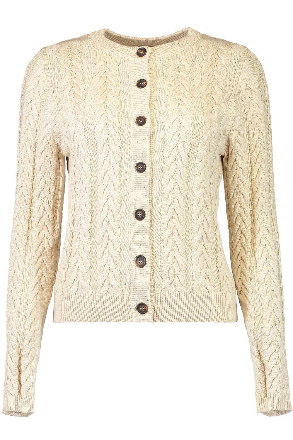 Dazzling Double Cable Cardigan-BUTTER-XS-CLOTHINGTOPCARDIGAN-BRUNELLO CUCINELLI