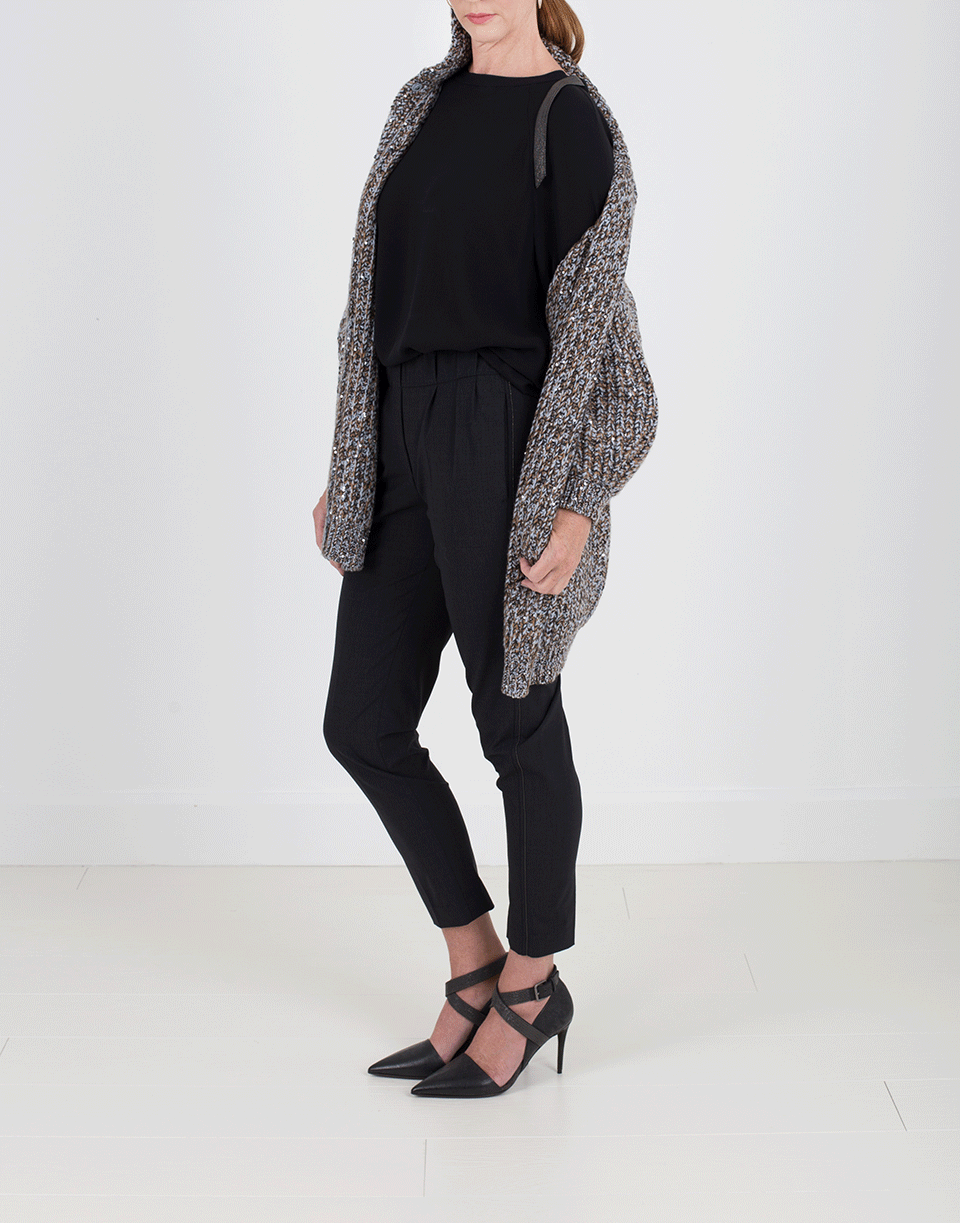 BRUNELLO CUCINELLI-Chunky Paillette Ribbed Cardigan-CELESTE