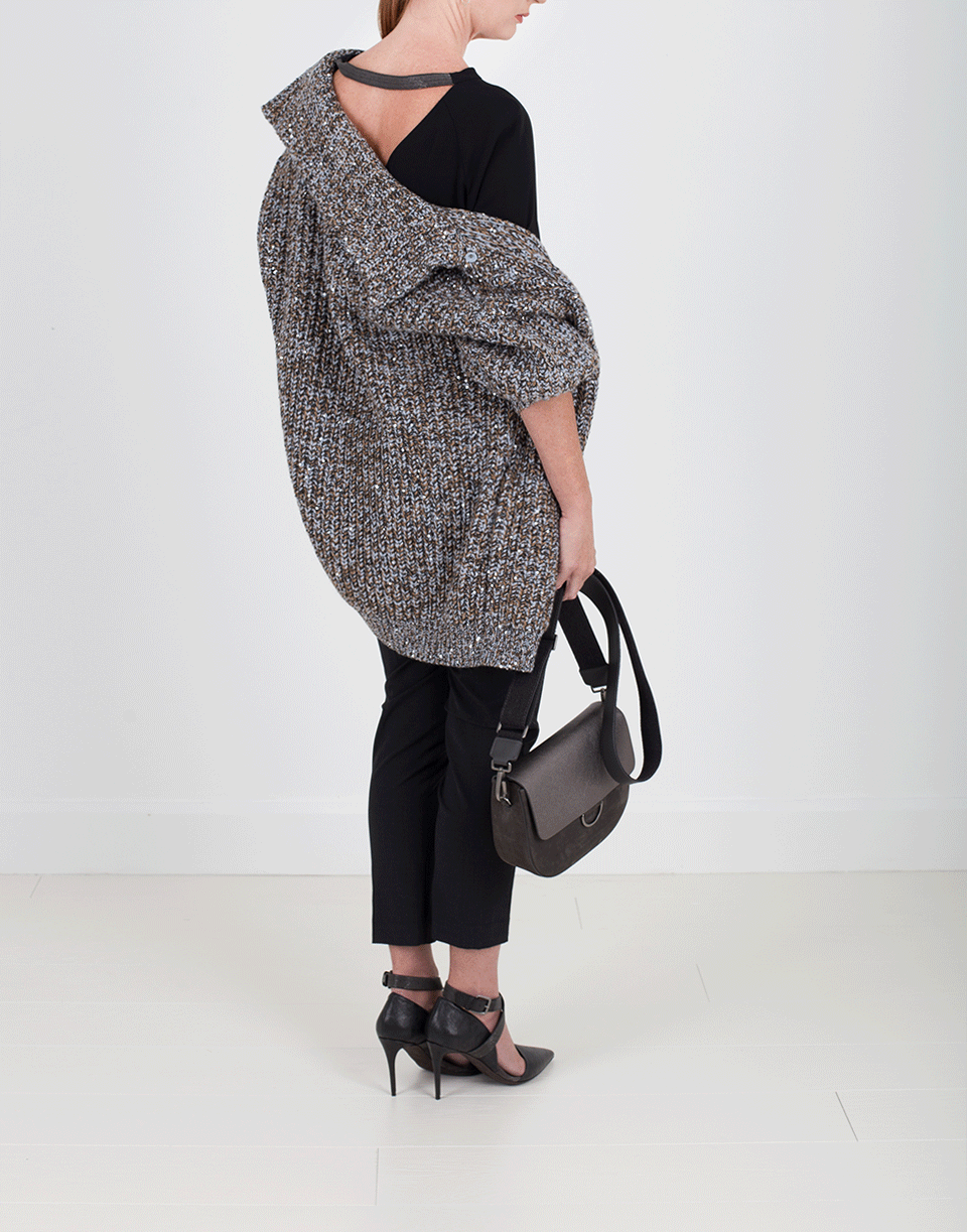 BRUNELLO CUCINELLI-Chunky Paillette Ribbed Cardigan-CELESTE