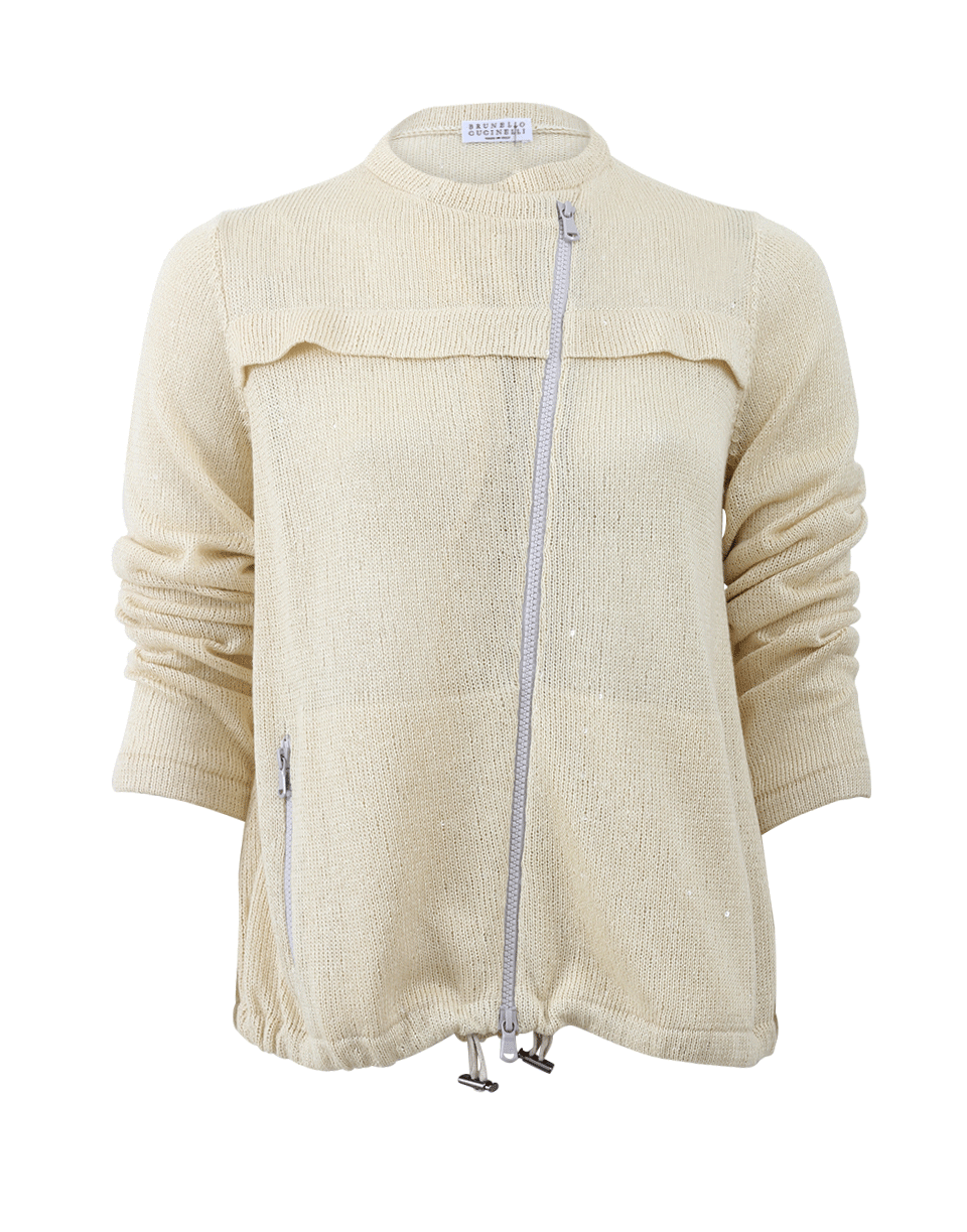 BRUNELLO CUCINELLI-Paillette Zip Up Cardigan-