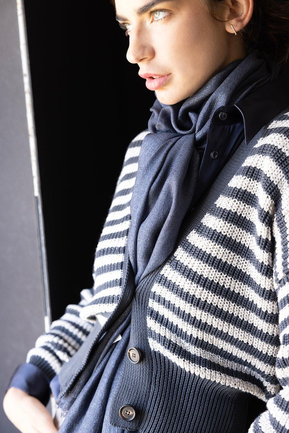 BRUNELLO CUCINELLI-Pailette Striped Cardigan-