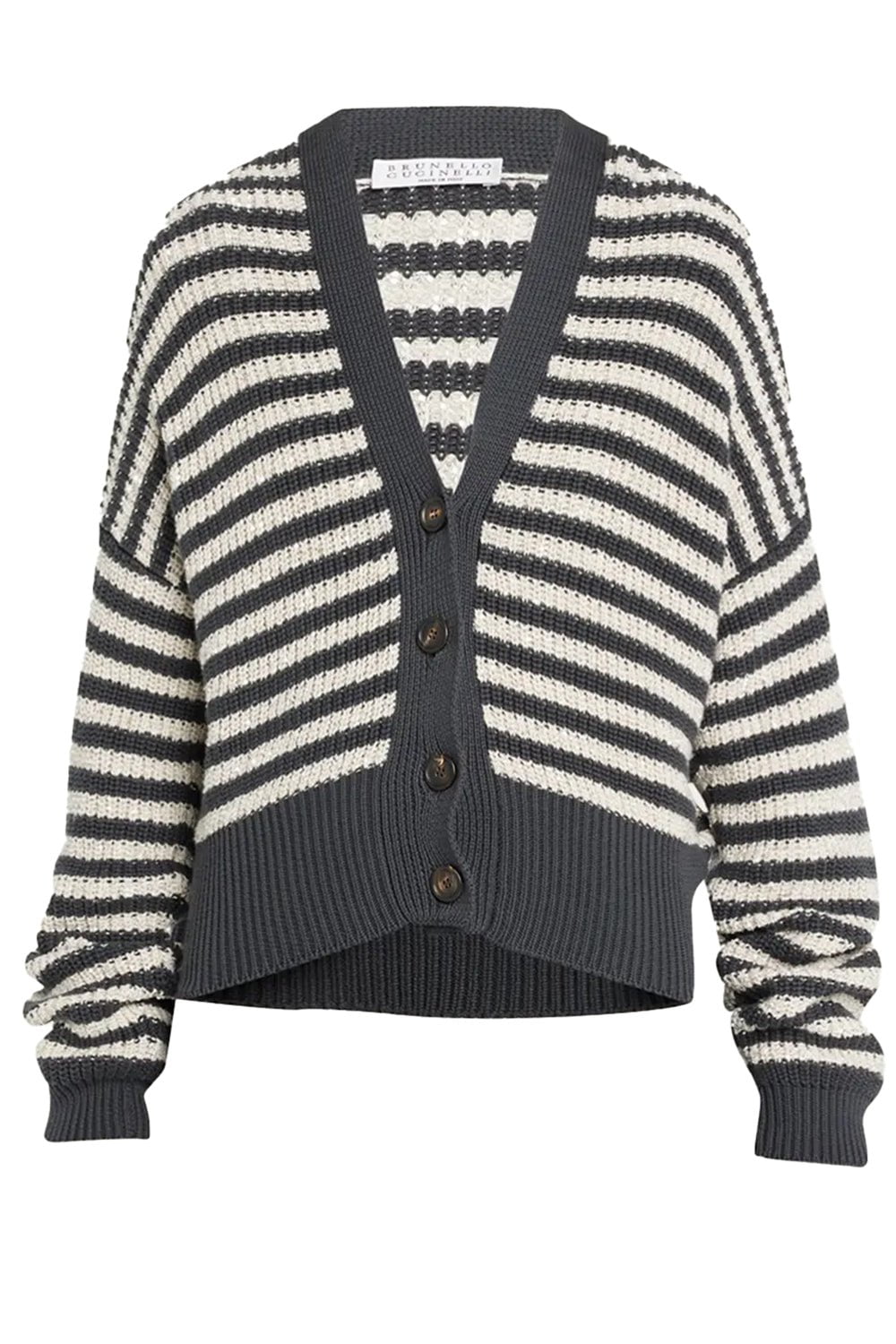 BRUNELLO CUCINELLI-Pailette Striped Cardigan-