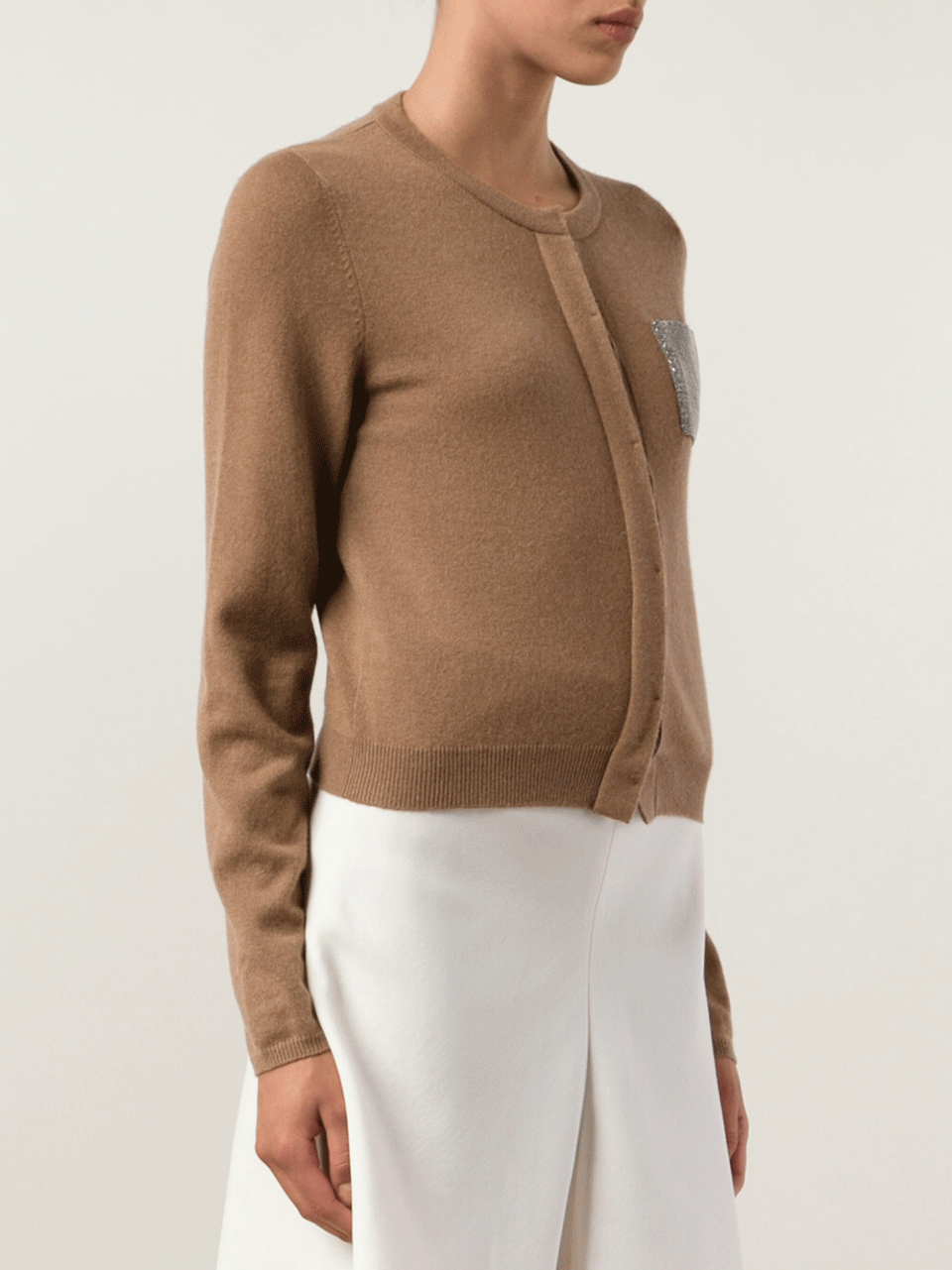 BRUNELLO CUCINELLI-Cropped Monili Pocket Cardigan-