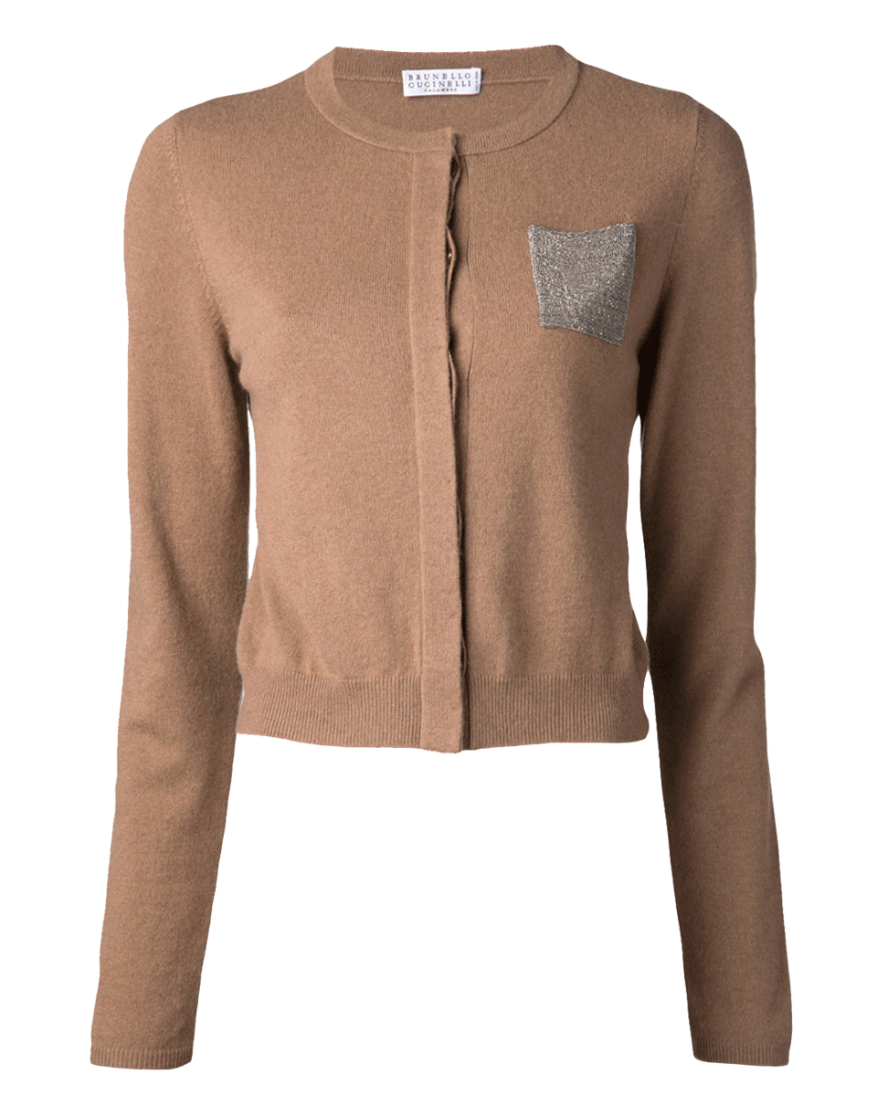 BRUNELLO CUCINELLI-Cropped Monili Pocket Cardigan-