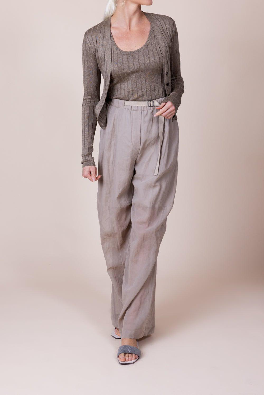 BRUNELLO CUCINELLI-Lurex Wide Ribbed Cardigan-