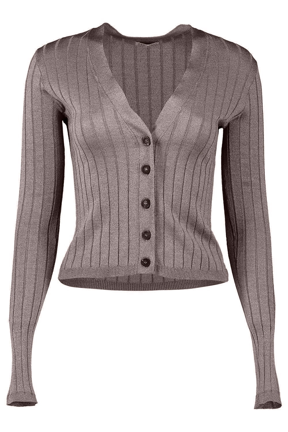 BRUNELLO CUCINELLI-Lurex Wide Ribbed Cardigan-