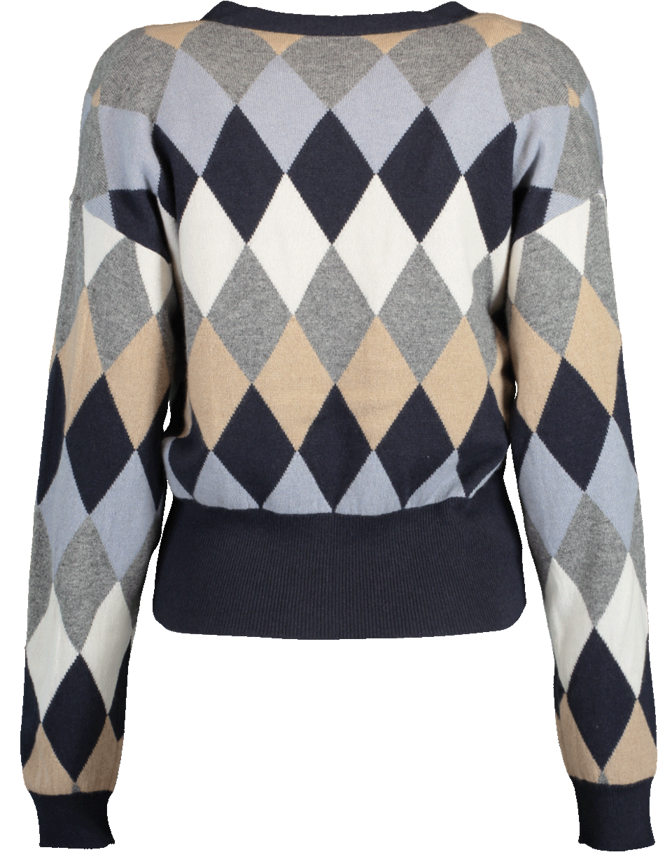 BRUNELLO CUCINELLI-Argyle V-Neck Cardigan-