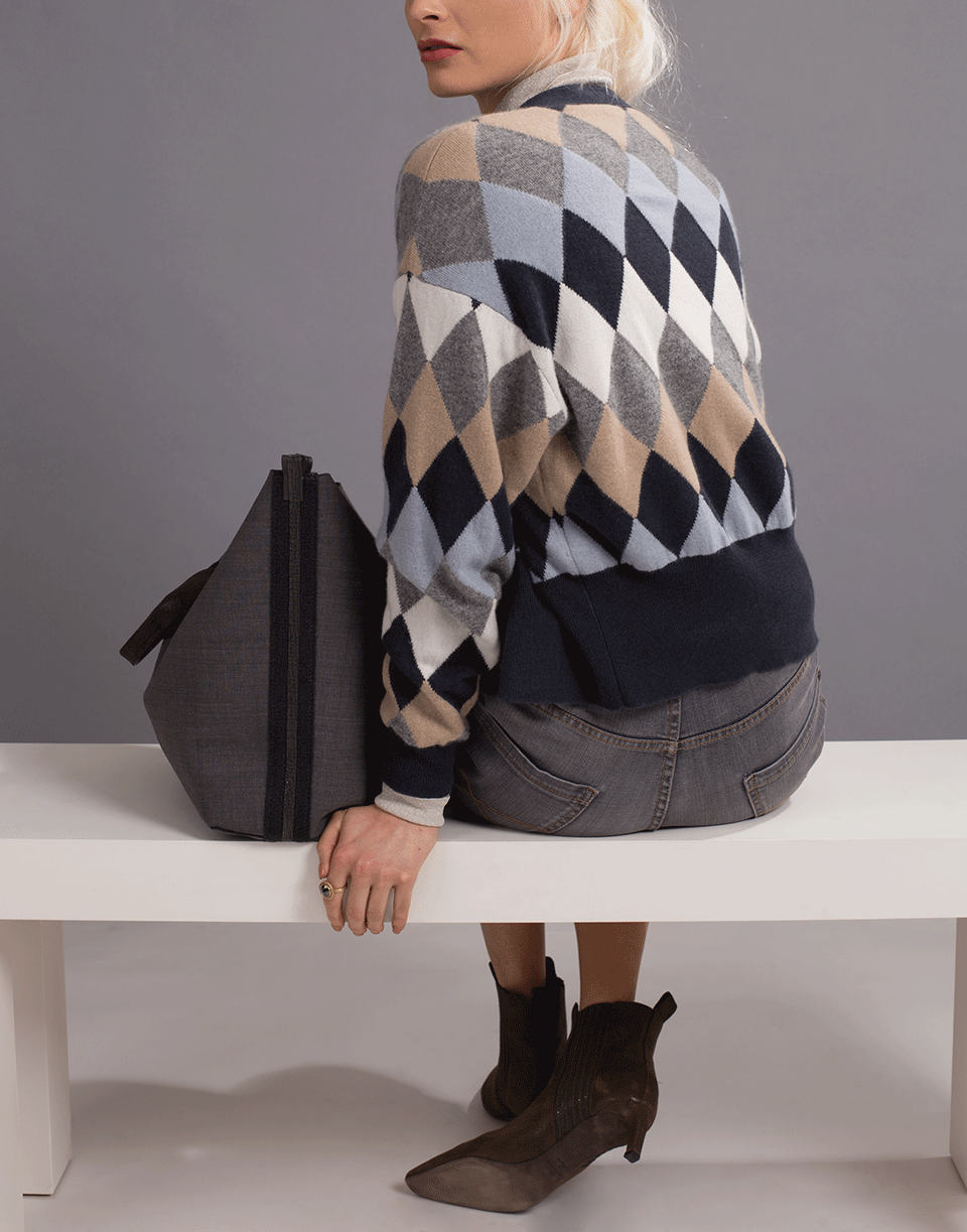 BRUNELLO CUCINELLI-Argyle V-Neck Cardigan-