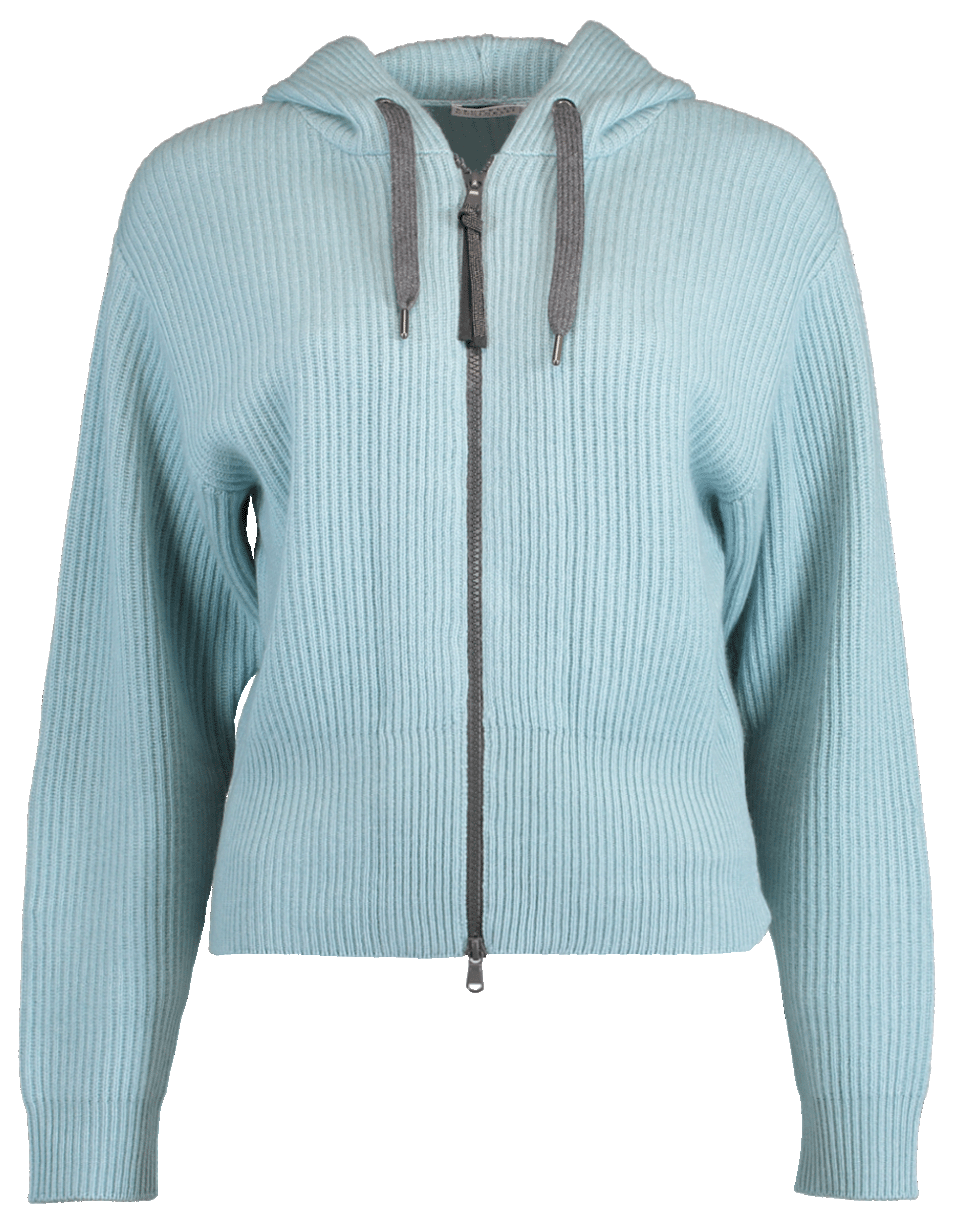 BRUNELLO CUCINELLI-Cropped Zip Front Hooded Cardigan-
