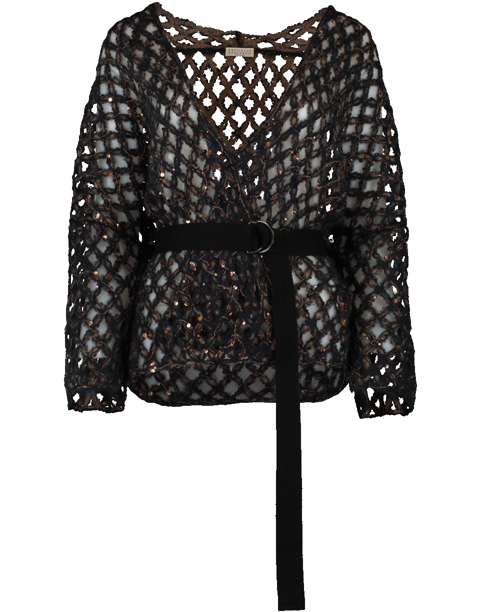 BRUNELLO CUCINELLI-Open Weave Cardigan-