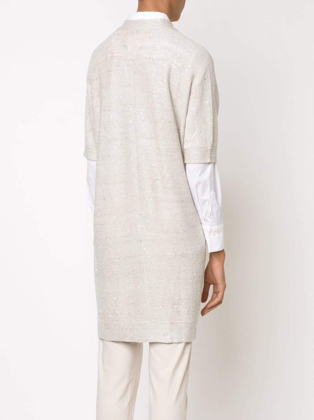 BRUNELLO CUCINELLI-Paillette Zip Tunic Cardigan-