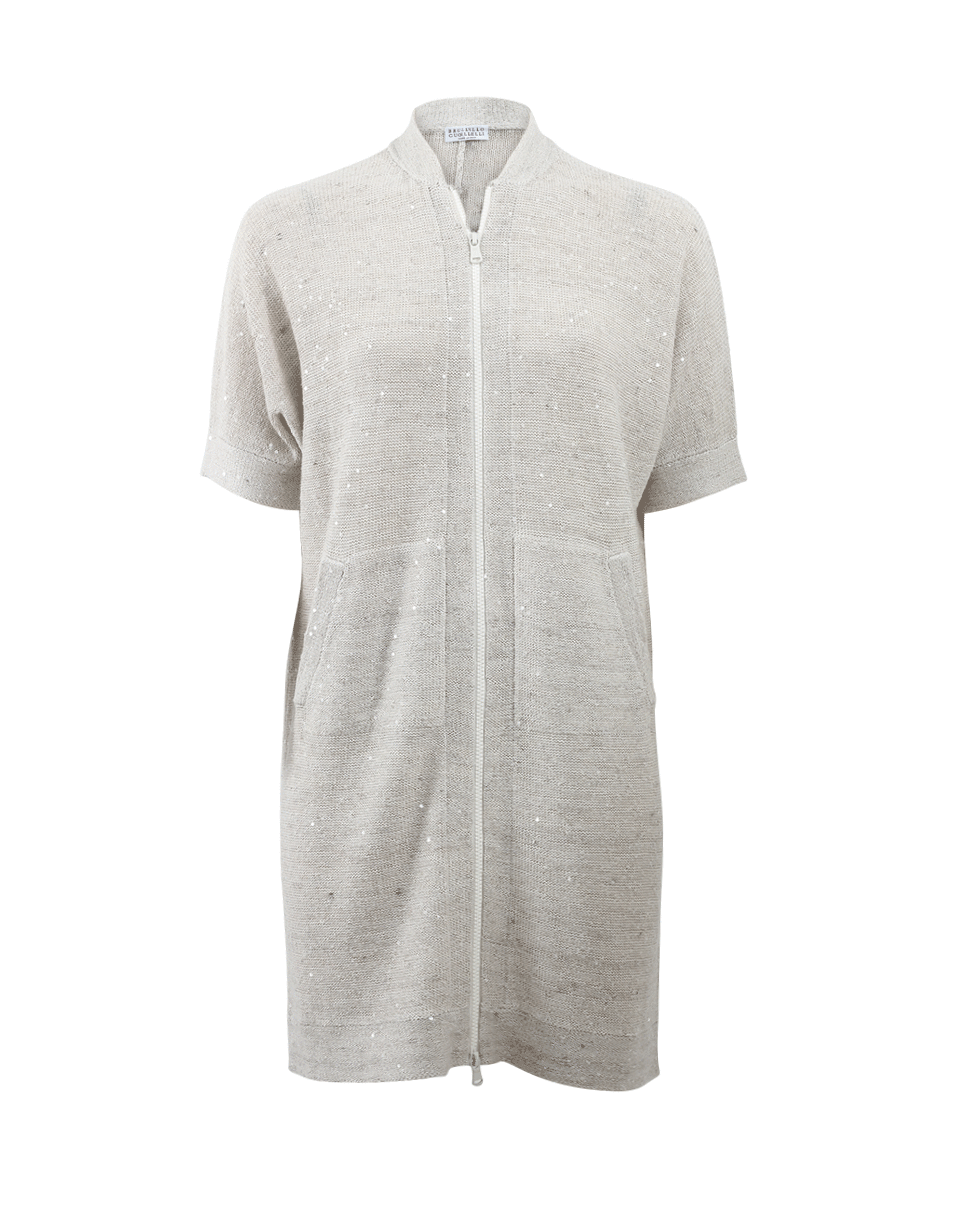 BRUNELLO CUCINELLI-Paillette Zip Tunic Cardigan-