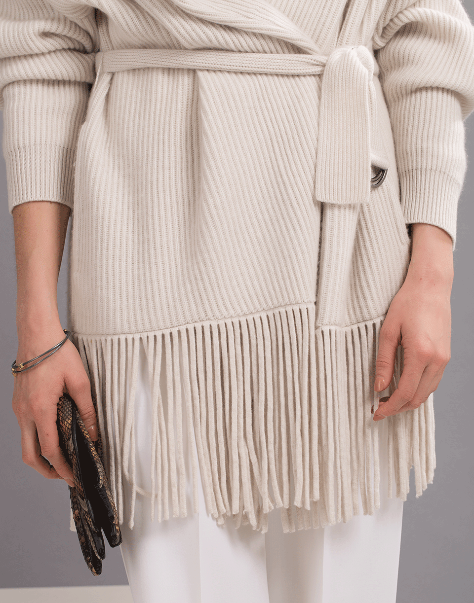 BRUNELLO CUCINELLI-Belted Maxi Shawl Cardigan-OAT