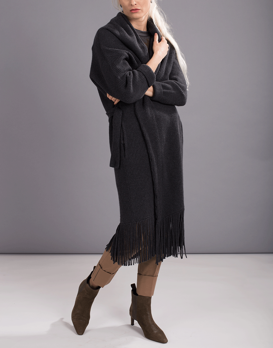 BRUNELLO CUCINELLI-Belted Maxi Shawl Cardigan-