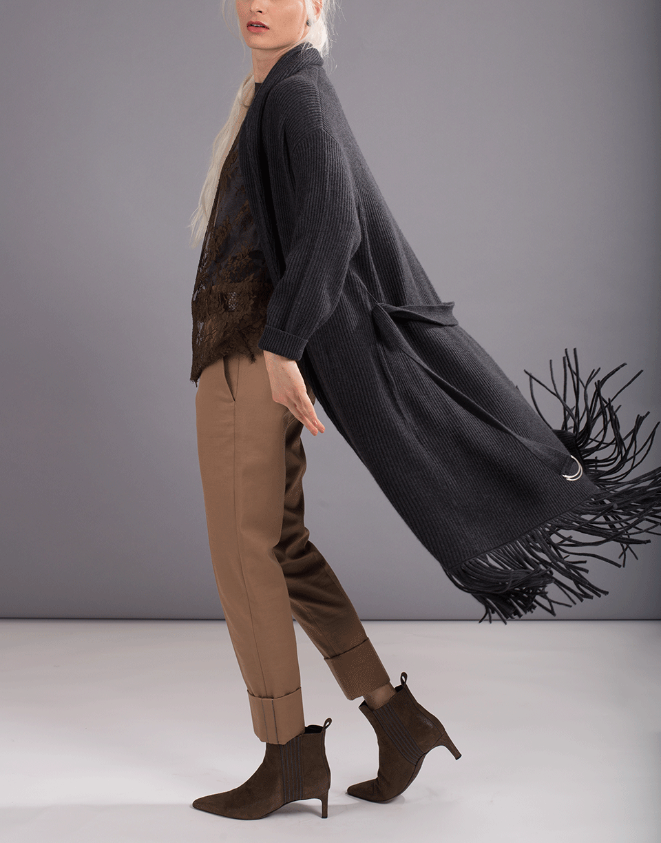 BRUNELLO CUCINELLI-Belted Maxi Shawl Cardigan-