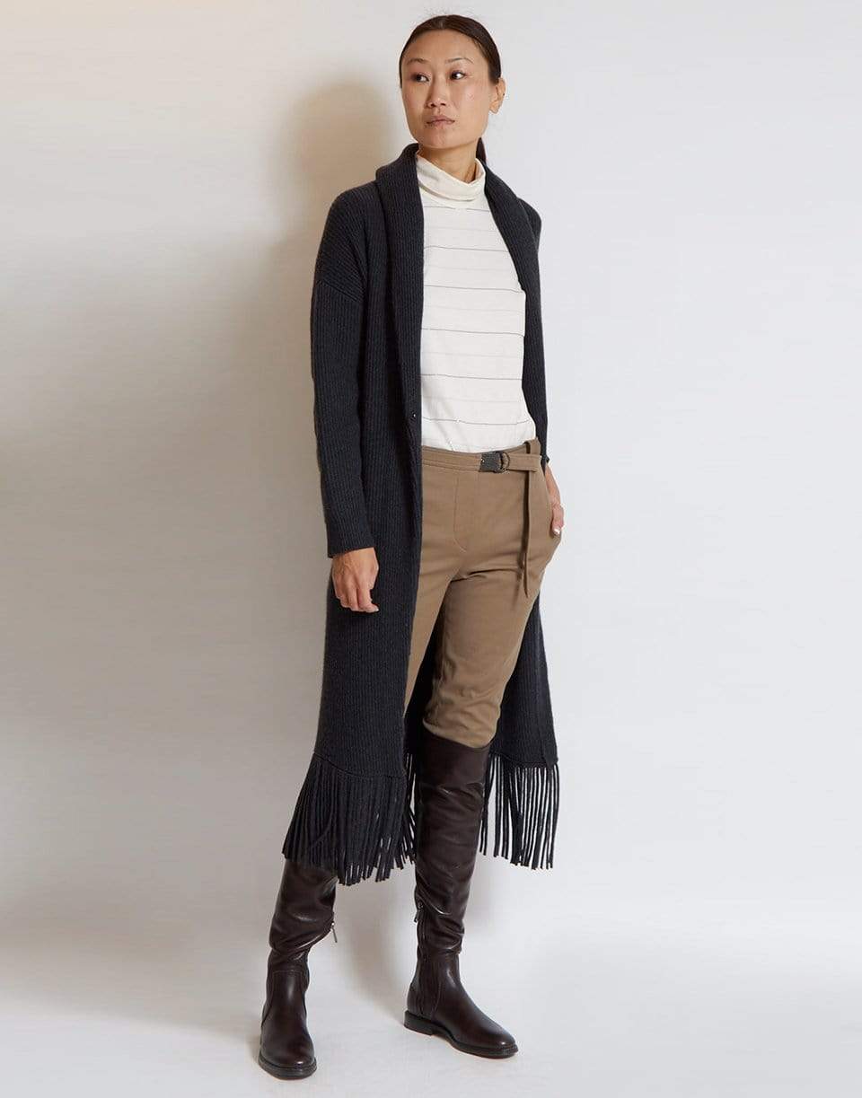 BRUNELLO CUCINELLI-Belted Maxi Shawl Cardigan-