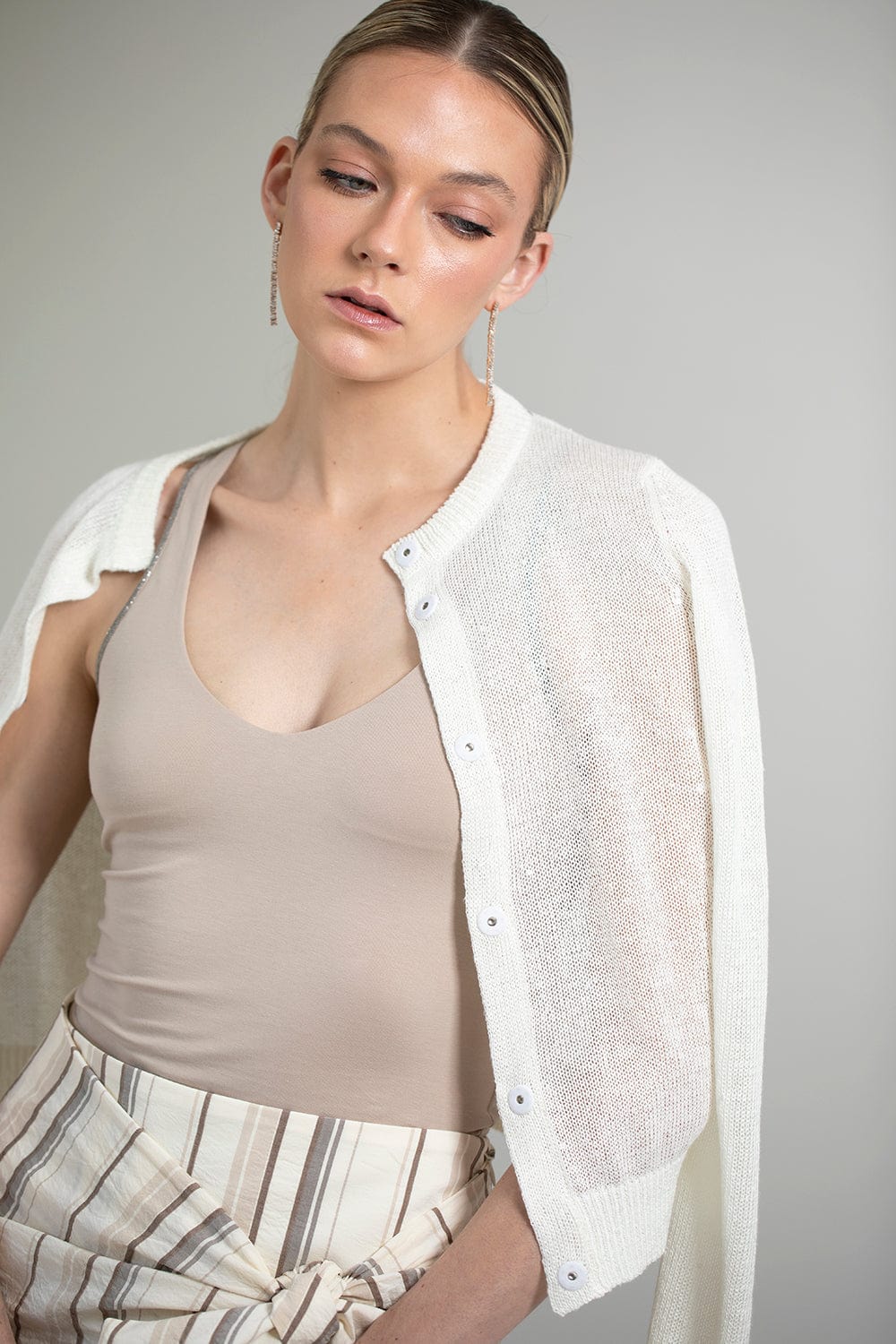 BRUNELLO CUCINELLI-Crop Snap Front Cardigan-