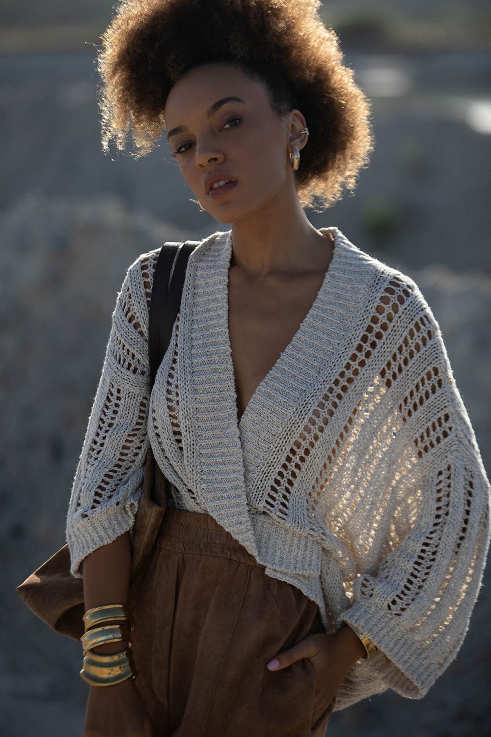 BRUNELLO CUCINELLI-Open Knit Cardigan-