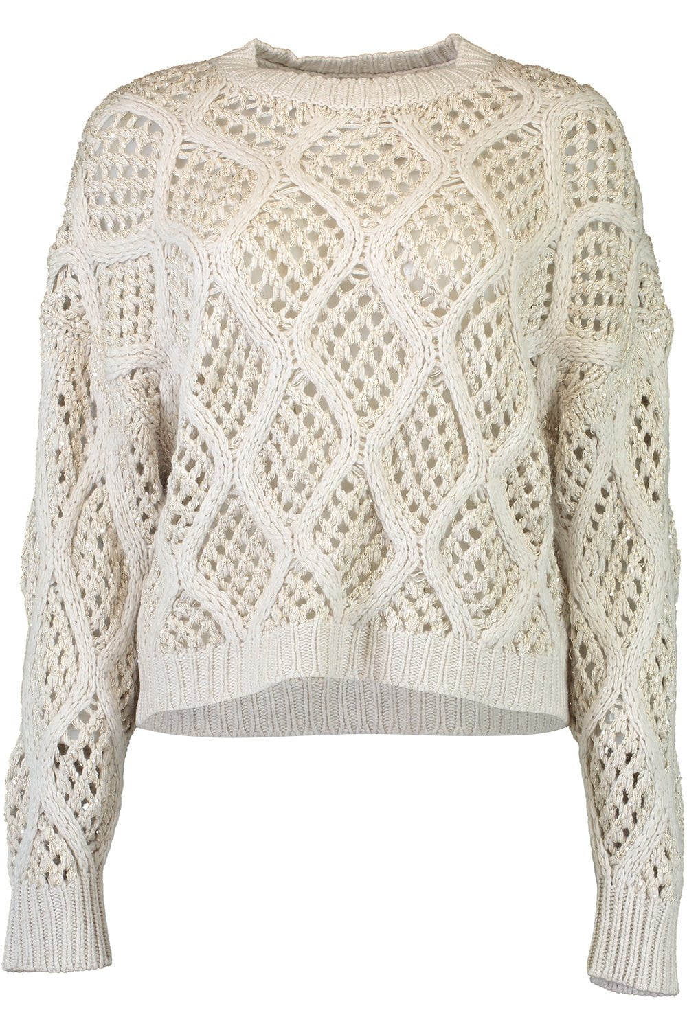 BRUNELLO CUCINELLI-Dazzling Net Cable Sweater-
