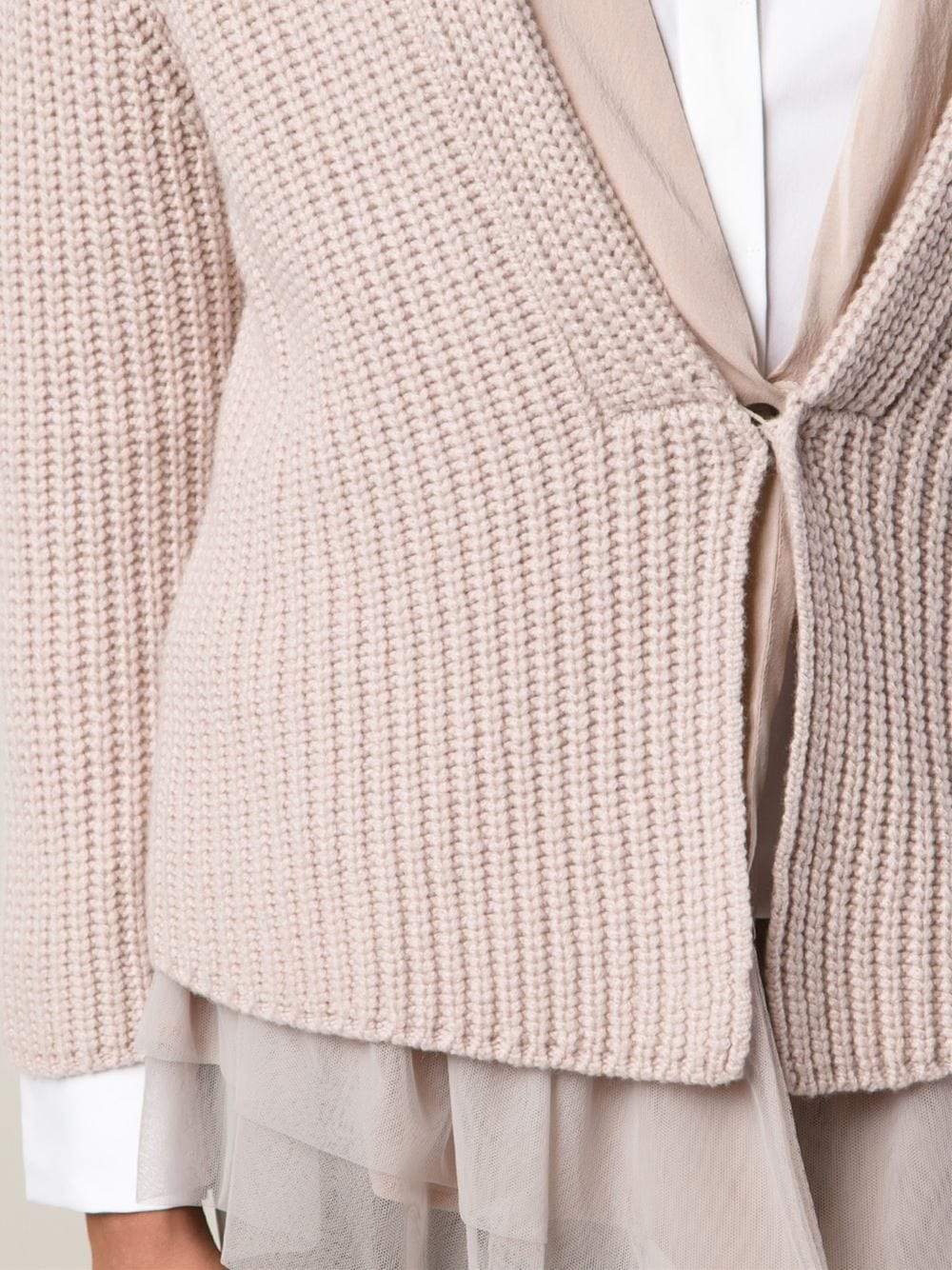 BRUNELLO CUCINELLI-English Ribbed Cardigan With Tulle-