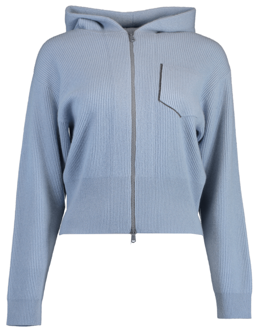 BRUNELLO CUCINELLI-Cashmere Ribbed Hooded Cardigan-